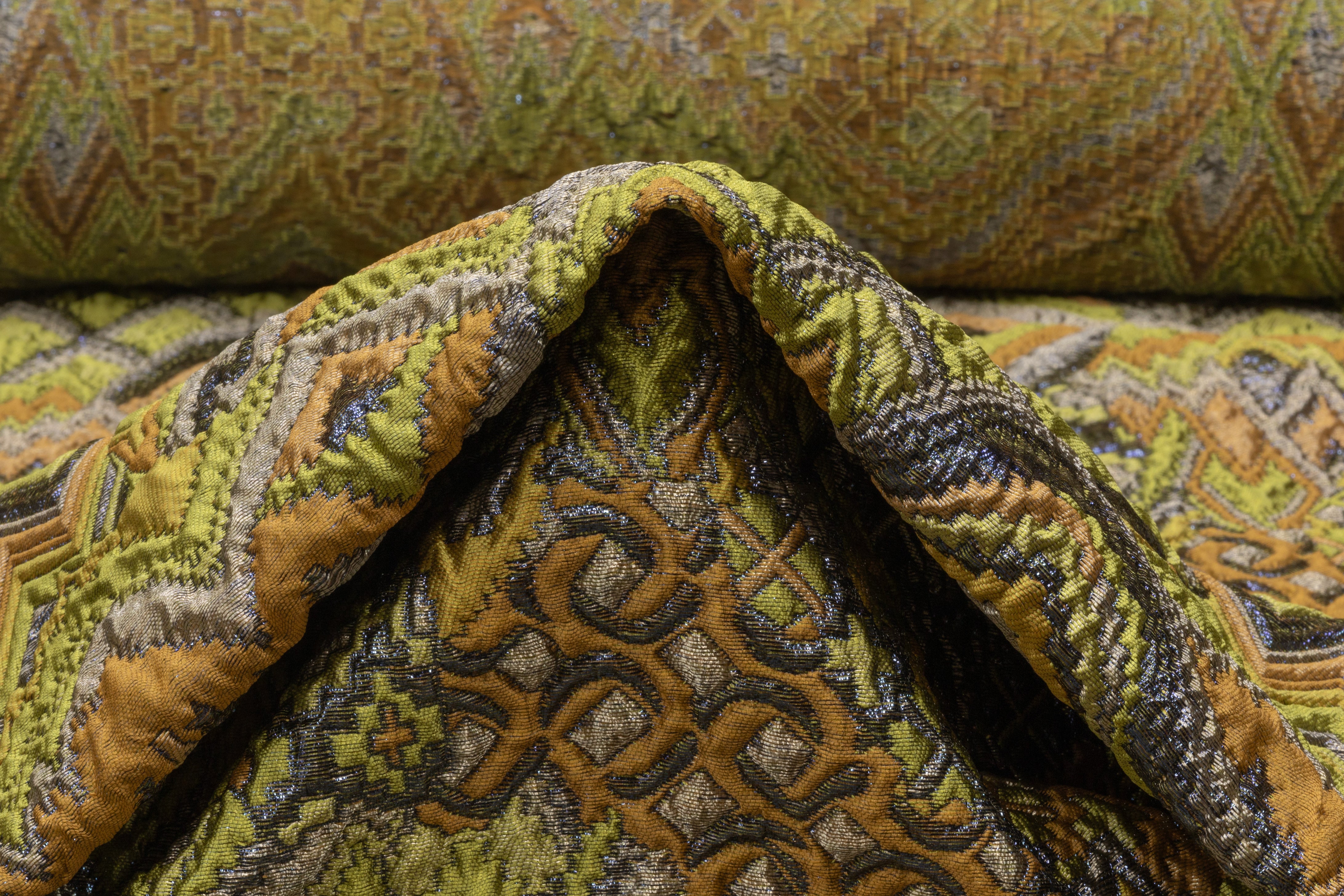 Abstract Metallic Italian Brocade - Green / Brown