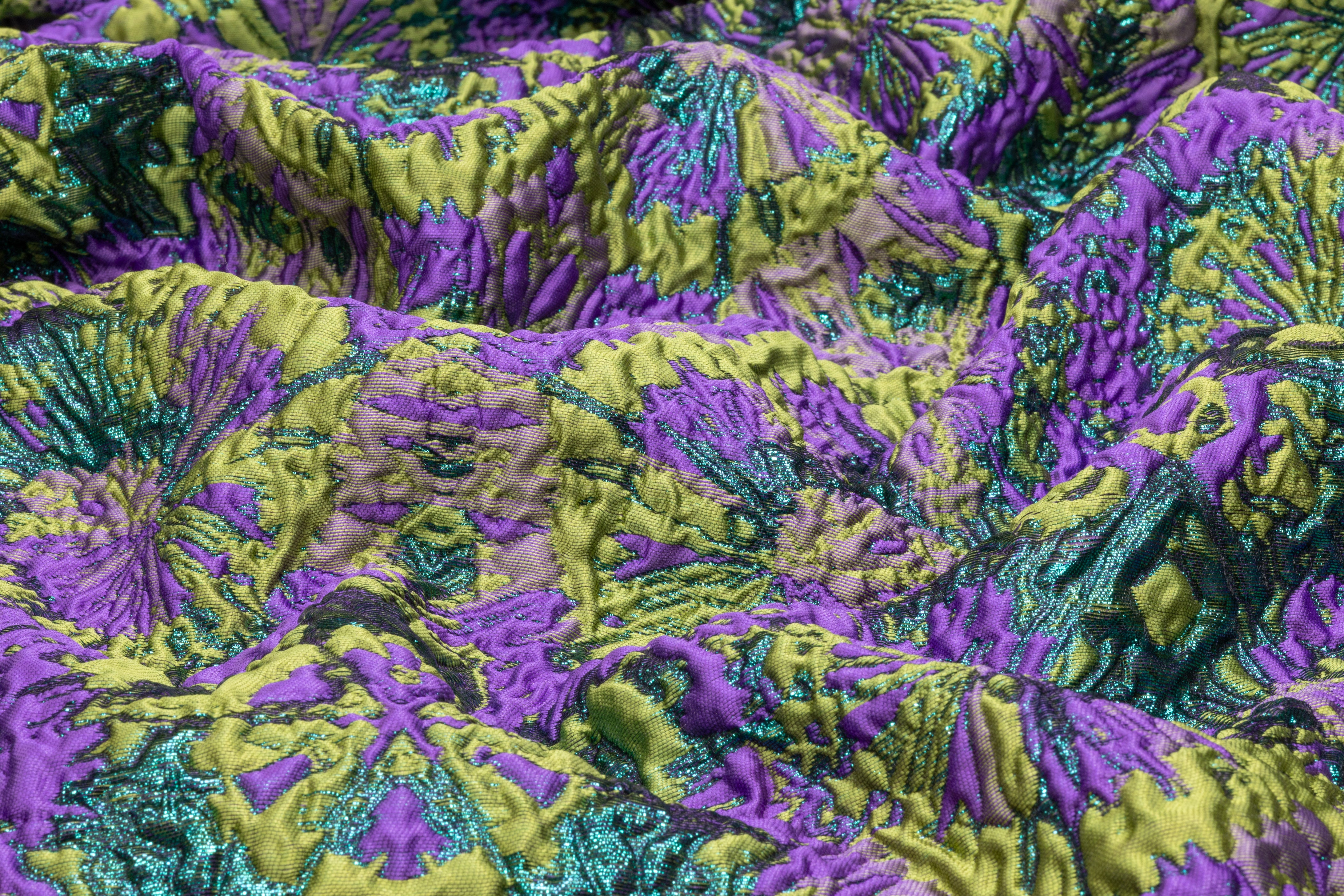 Abstract Metallic Italian Brocade - Purple / Green