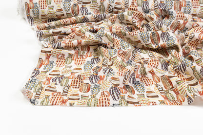 Vase Printed Italian Linen Viscose Blend - Off White