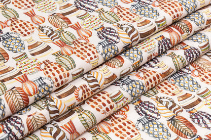 Vase Printed Italian Linen Viscose Blend - Off White