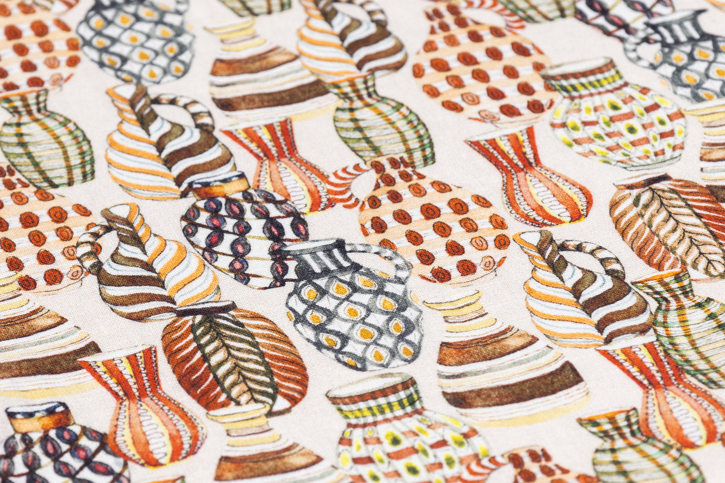 Vase Printed Italian Linen Viscose Blend - Off White