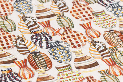 Vase Printed Italian Linen Viscose Blend - Off White