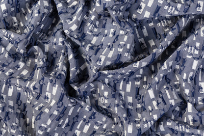 Abstract Crushed Metallic Brocade - Blue