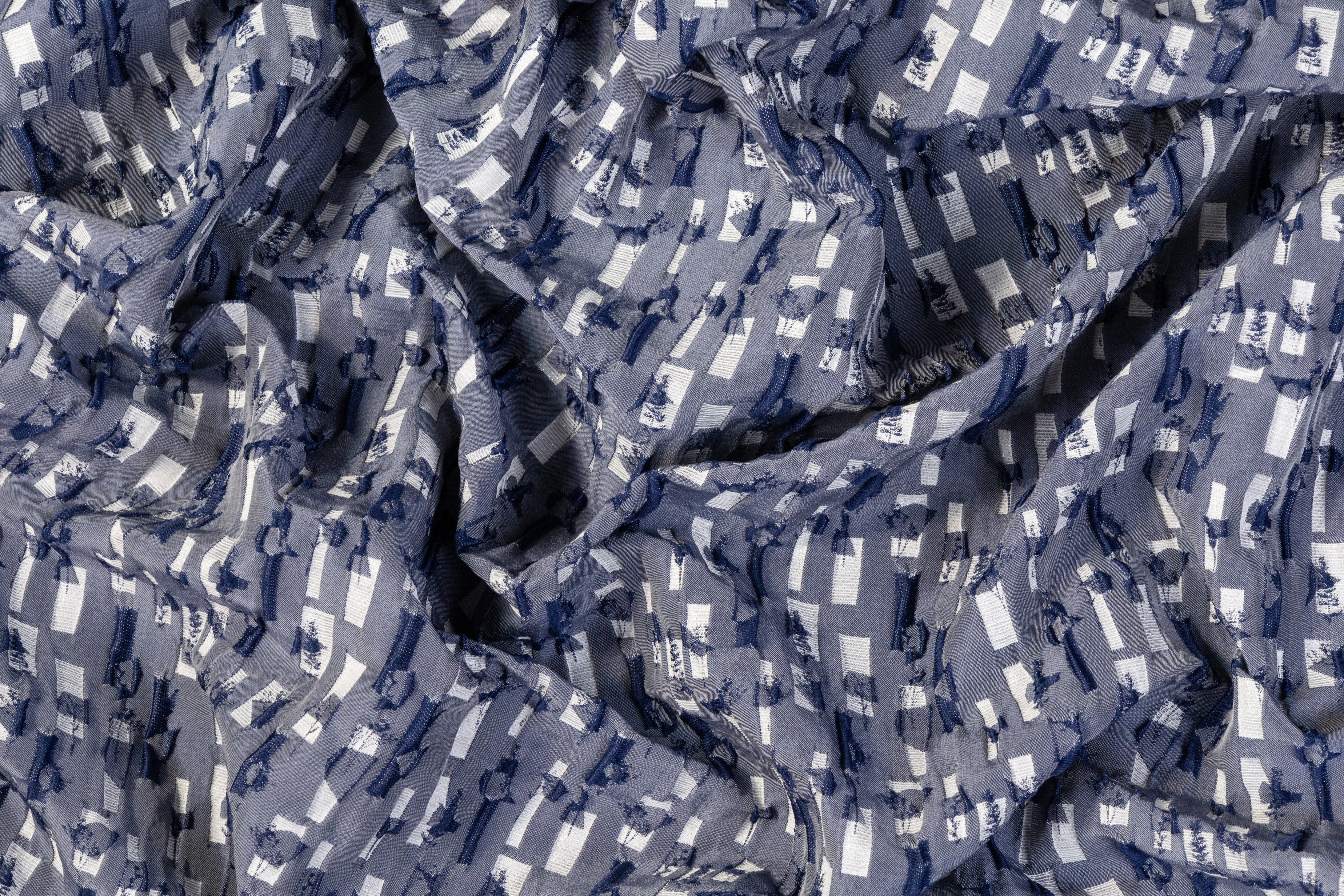 Abstract Crushed Metallic Brocade - Blue