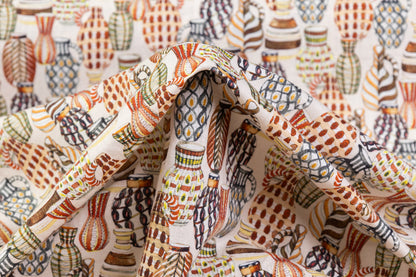 Vase Printed Italian Linen Viscose Blend - Off White