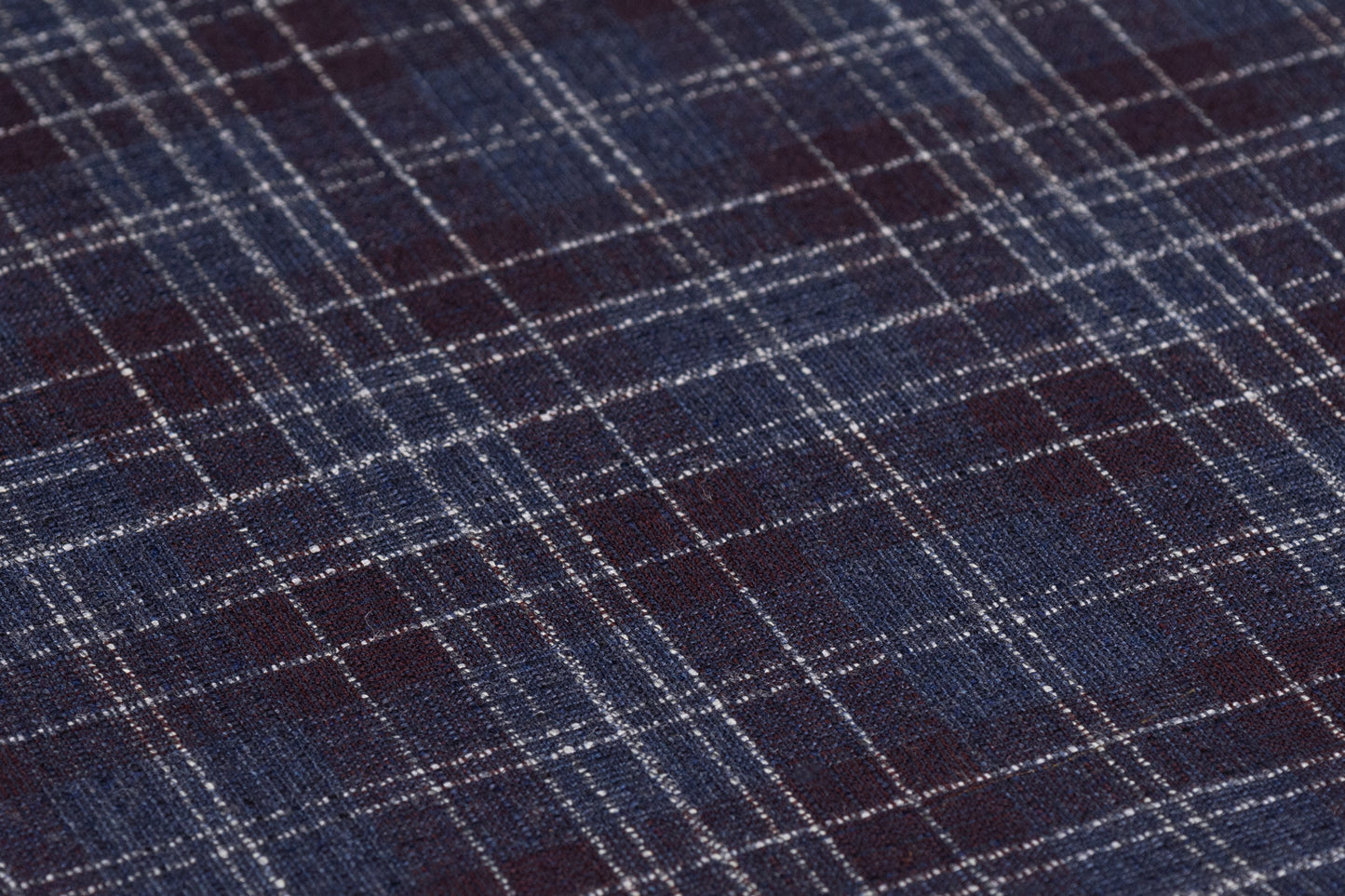 Checked Italian Wool Suiting - Navy / Burgundy / White