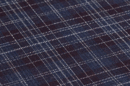 Checked Italian Wool Suiting - Navy / Burgundy / White