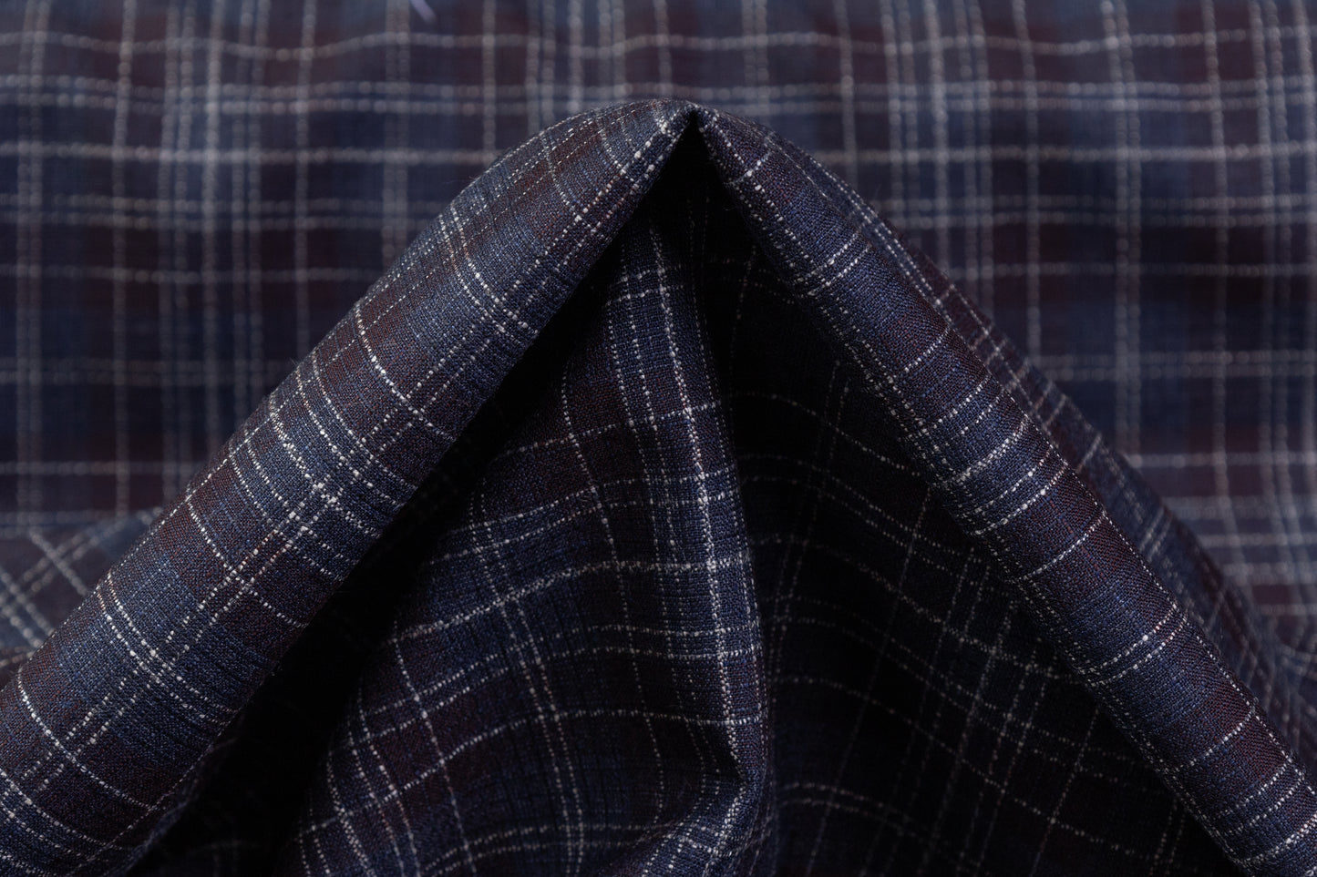 Checked Italian Wool Suiting - Navy / Burgundy / White