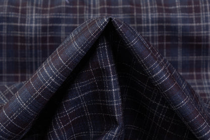 Checked Italian Wool Suiting - Navy / Burgundy / White