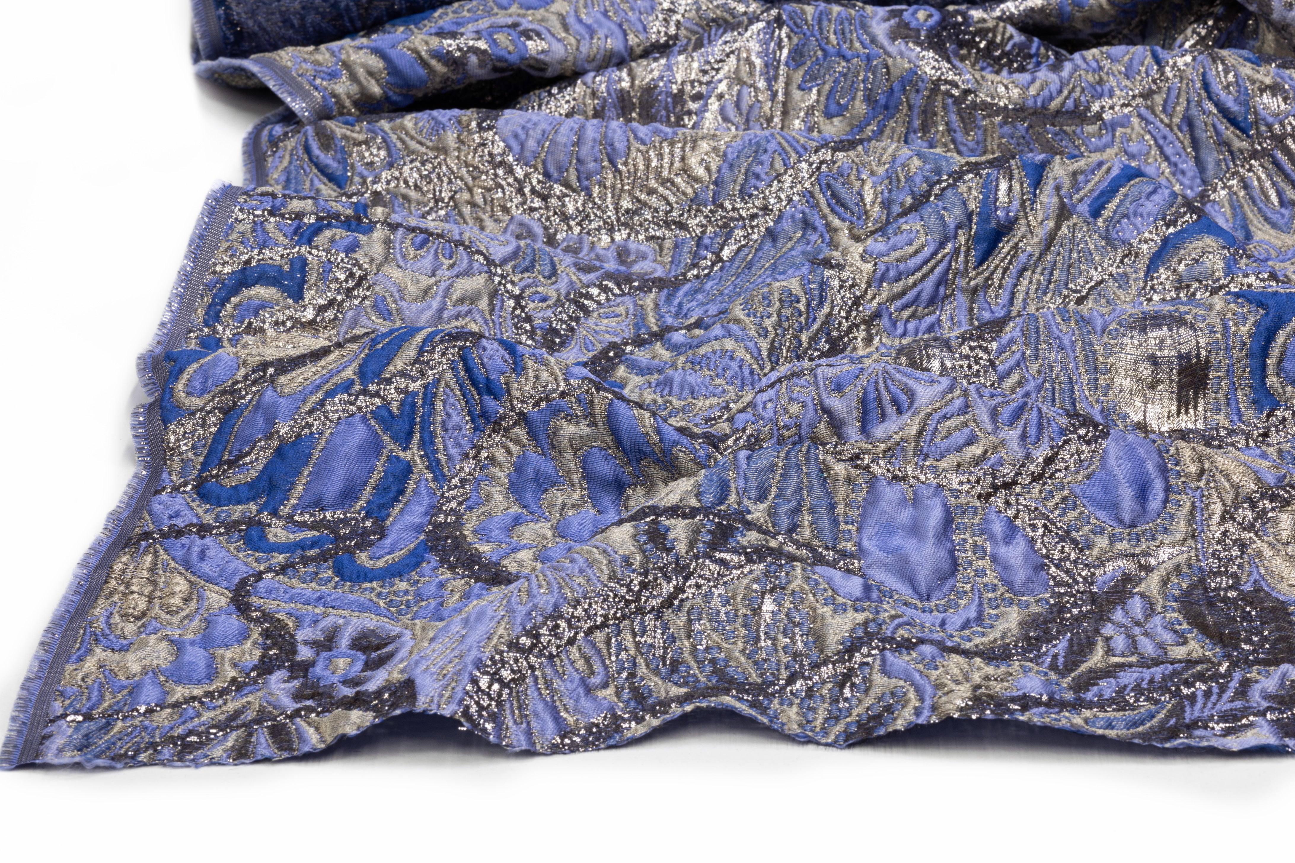 Abstract Metallic Italian Brocade - Blue / Periwinkle / Silver
