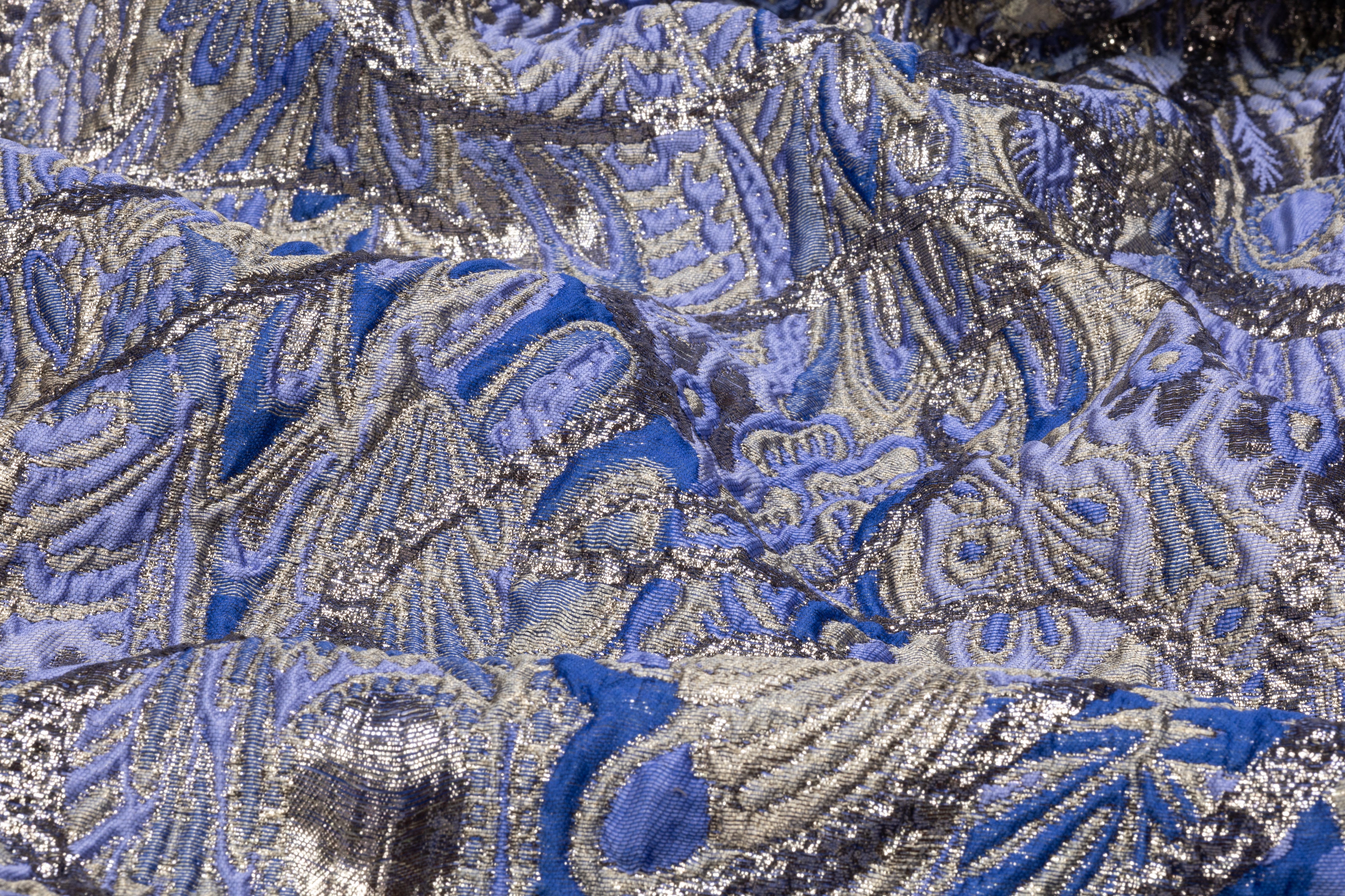 Abstract Metallic Italian Brocade - Blue / Periwinkle / Silver
