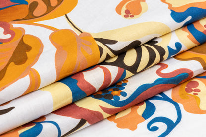 Floral Italian Linen Viscose Blend - Multicolor