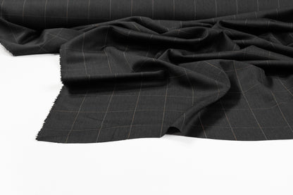 Windowpane Italian Wool Suiting - Charcoal Gray / Multicolor