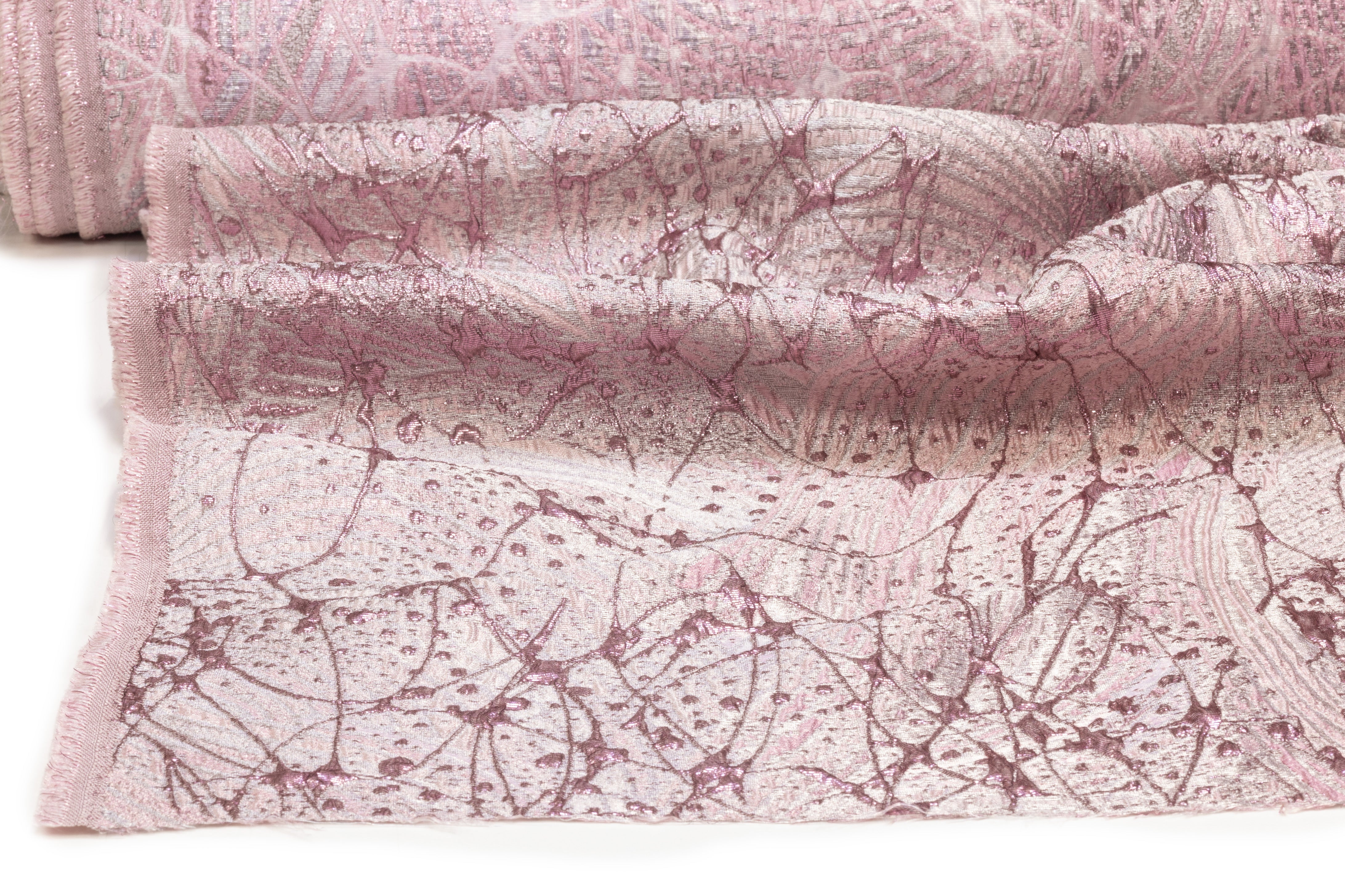 Abstract Metallic Italian Cloqué Brocade - Pink