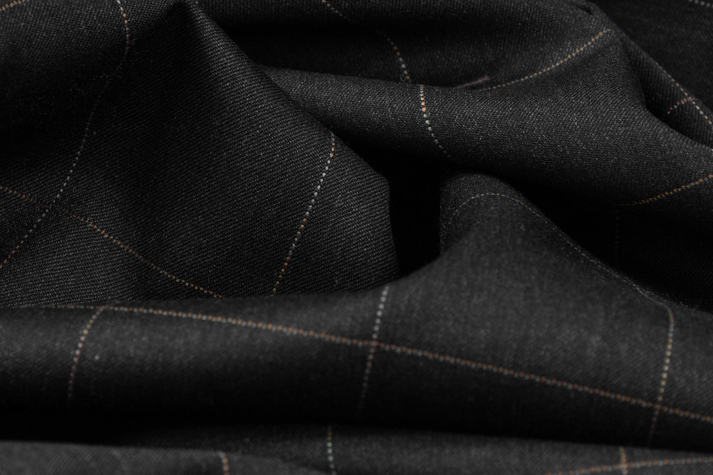 Windowpane Italian Wool Suiting - Charcoal Gray / Multicolor