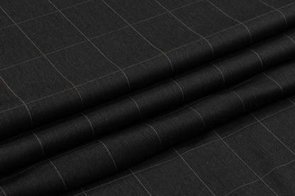 Windowpane Italian Wool Suiting - Charcoal Gray / Multicolor