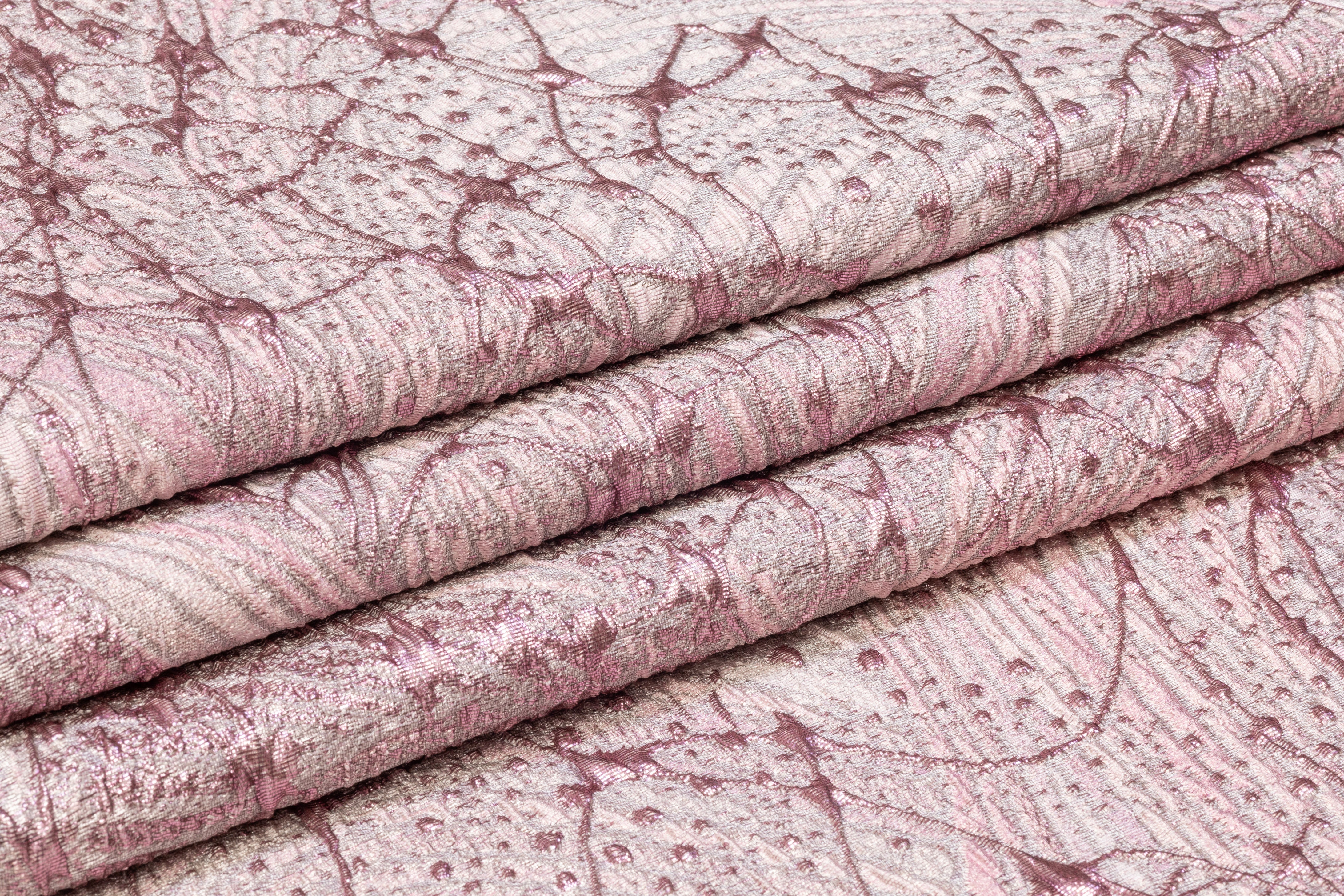 Abstract Metallic Italian Cloqué Brocade - Pink