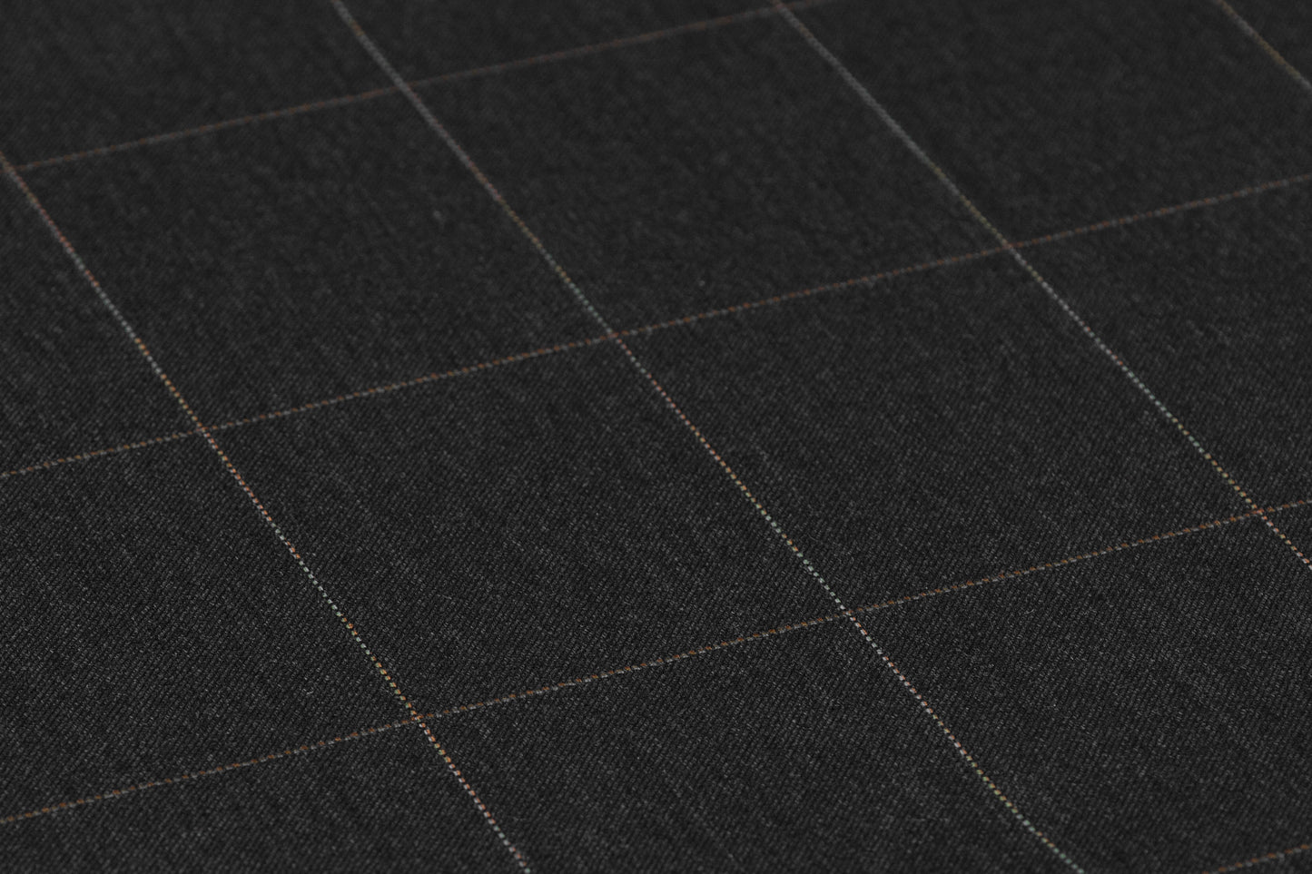 Windowpane Italian Wool Suiting - Charcoal Gray / Multicolor
