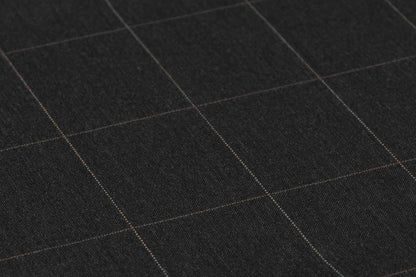 Windowpane Italian Wool Suiting - Charcoal Gray / Multicolor