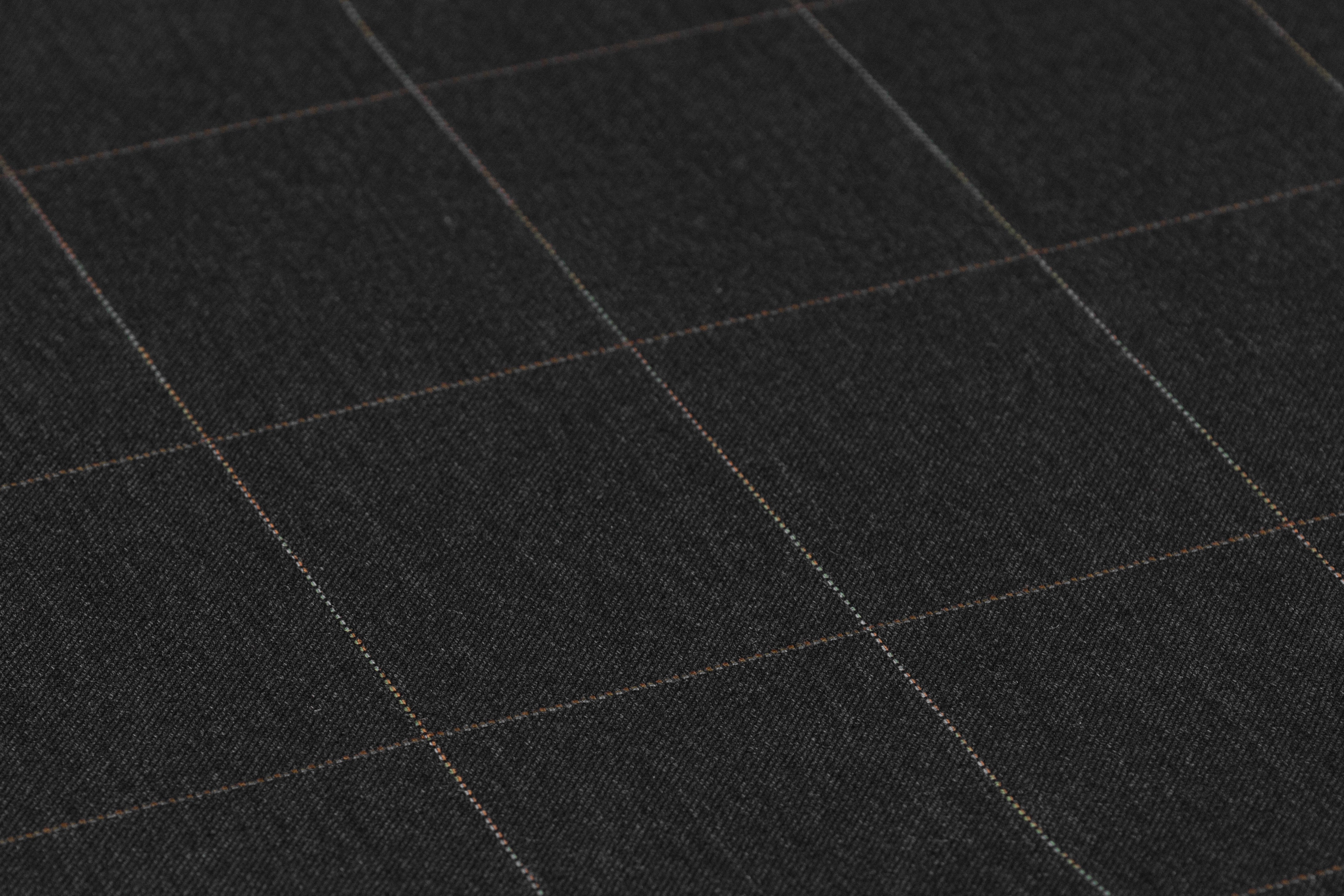Windowpane Italian Wool Suiting - Charcoal Gray / Multicolor