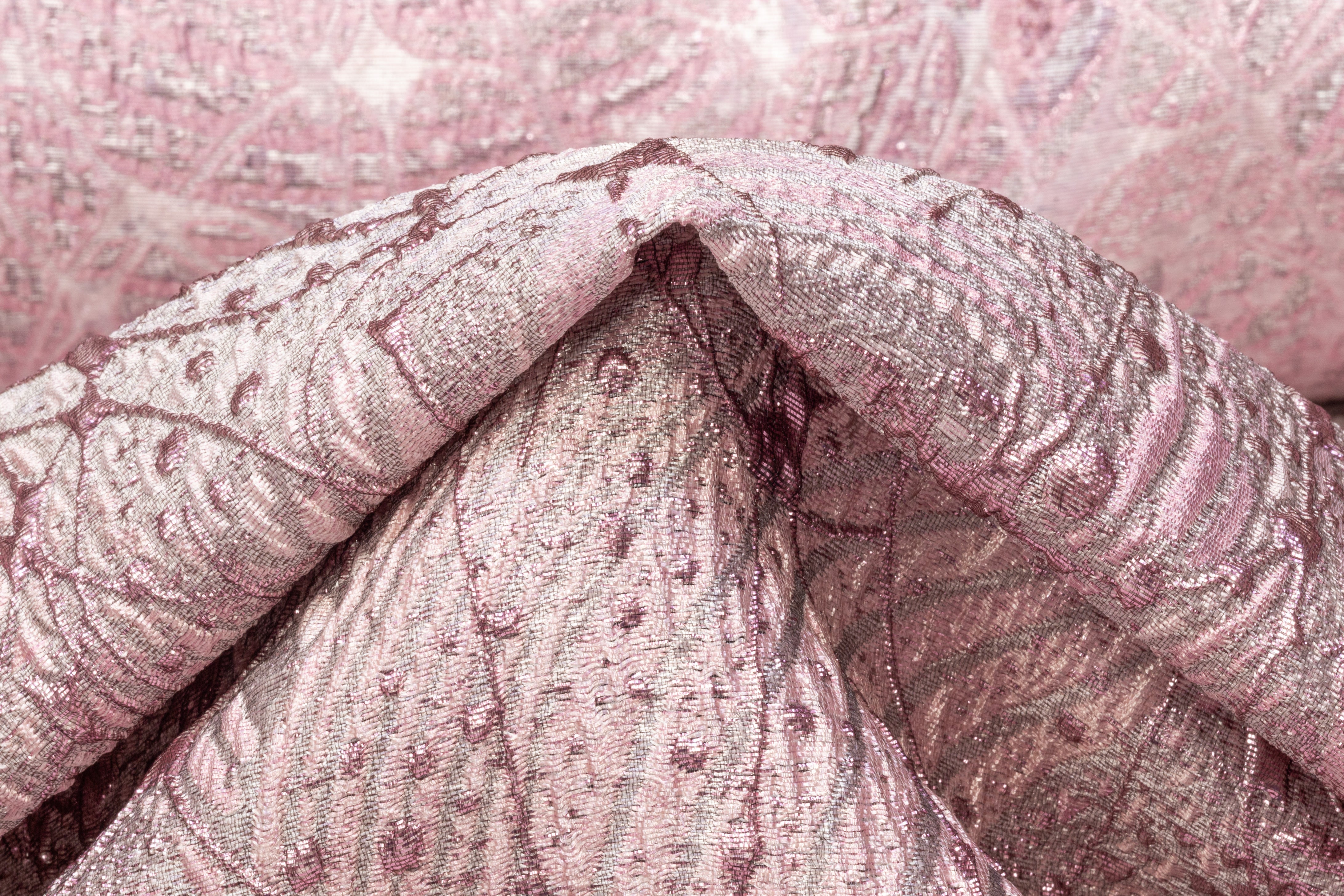 Abstract Metallic Italian Cloqué Brocade - Pink