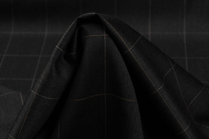Windowpane Italian Wool Suiting - Charcoal Gray / Multicolor