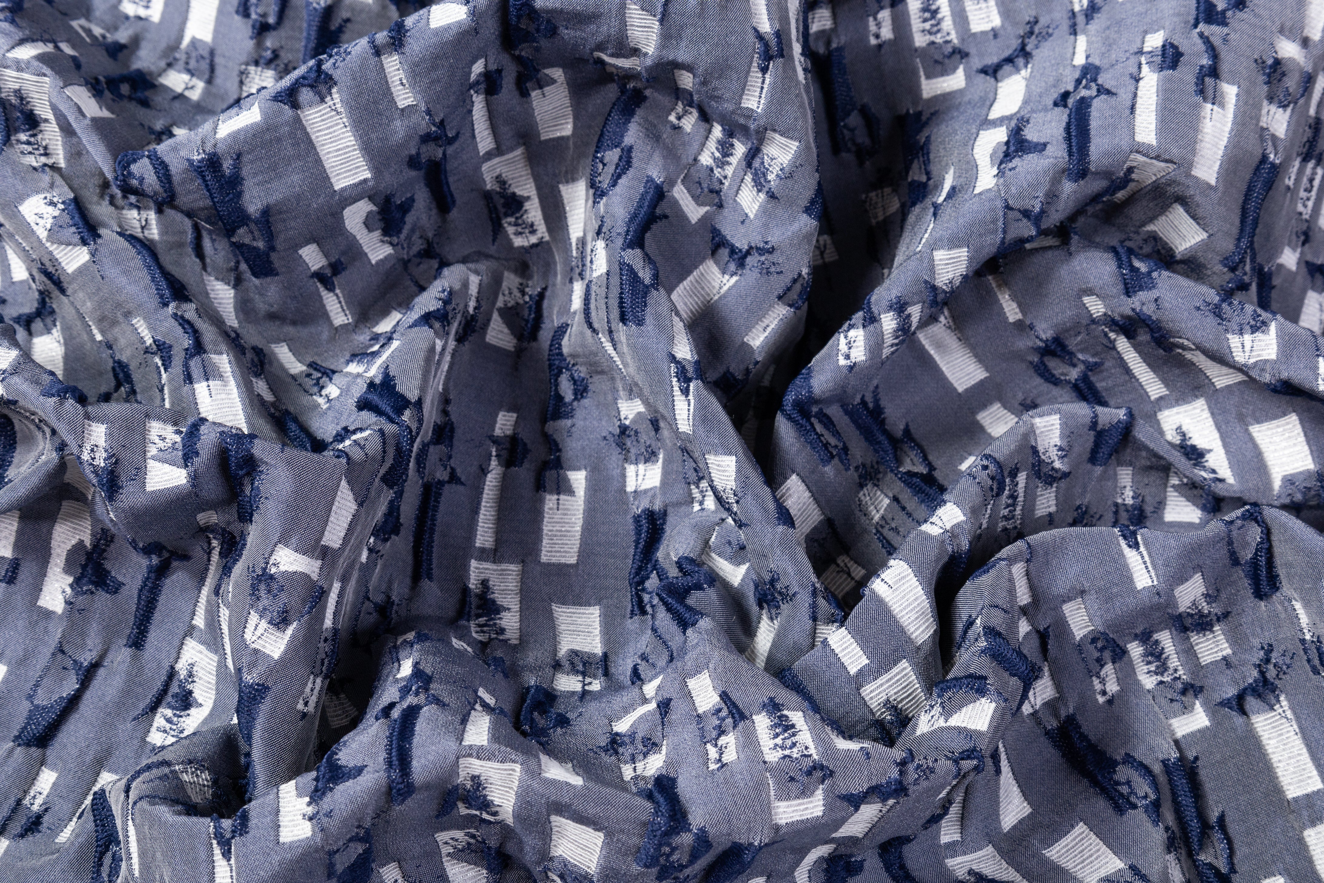 Abstract Crushed Metallic Brocade - Blue