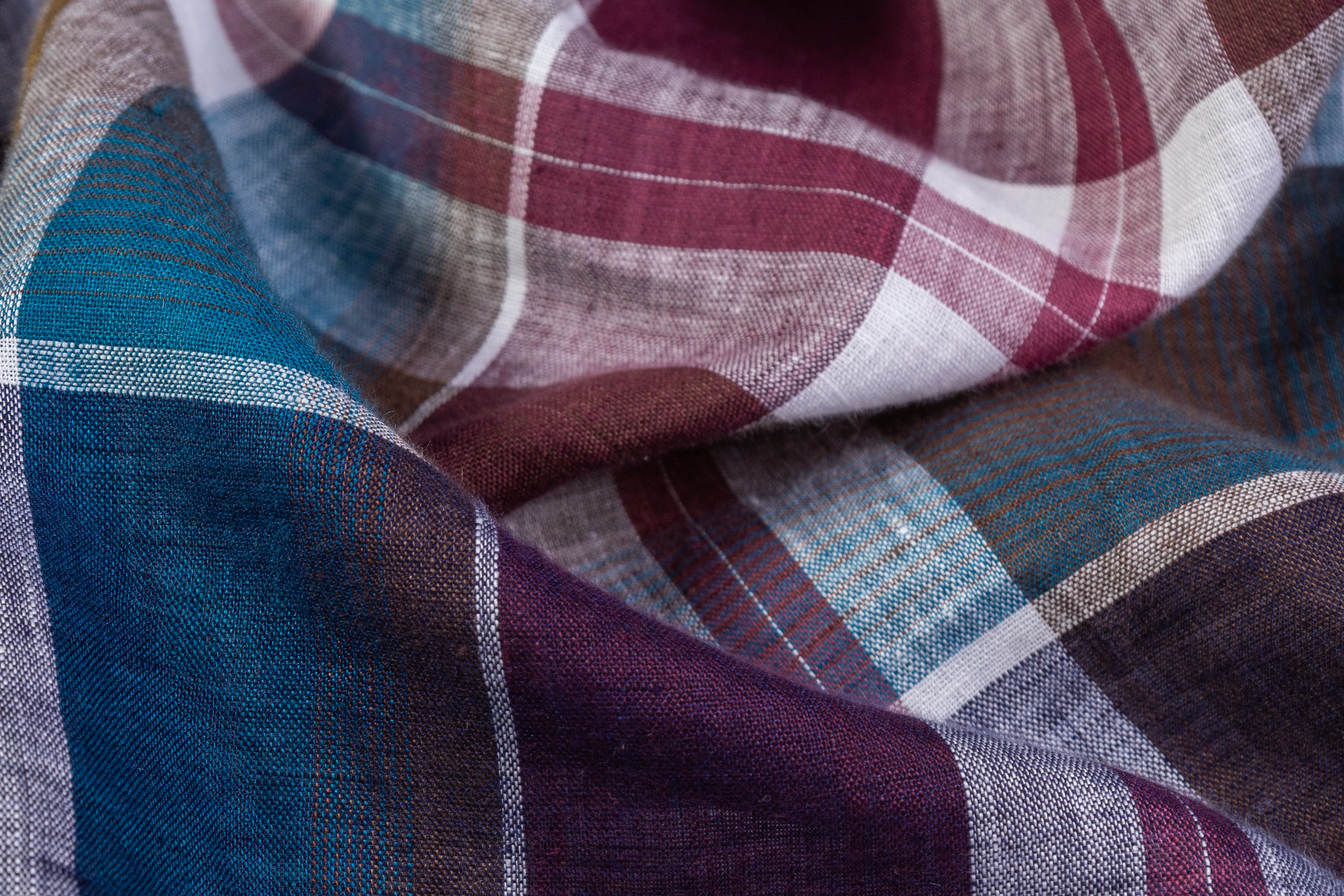 Plaid Italian Linen - Blue / Purple / Gold