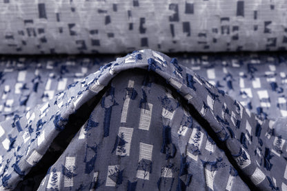 Abstract Crushed Metallic Brocade - Blue