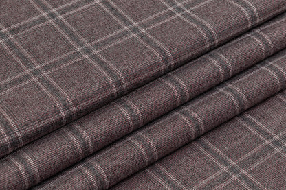 Checked Italian Wool Cotton Silk Suiting - Gray / Red