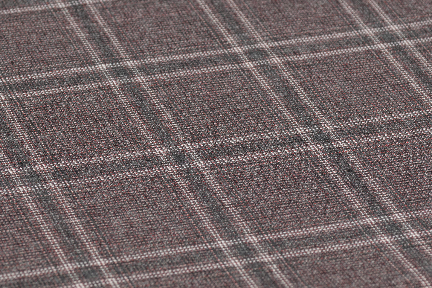 Checked Italian Wool Cotton Silk Suiting - Gray / Red
