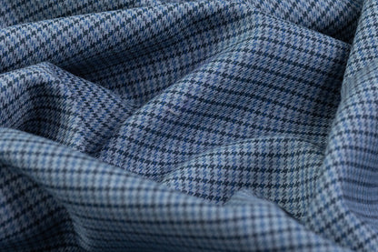 Angelico - Houndstooth Italian Poly Wool Suiting - Blue