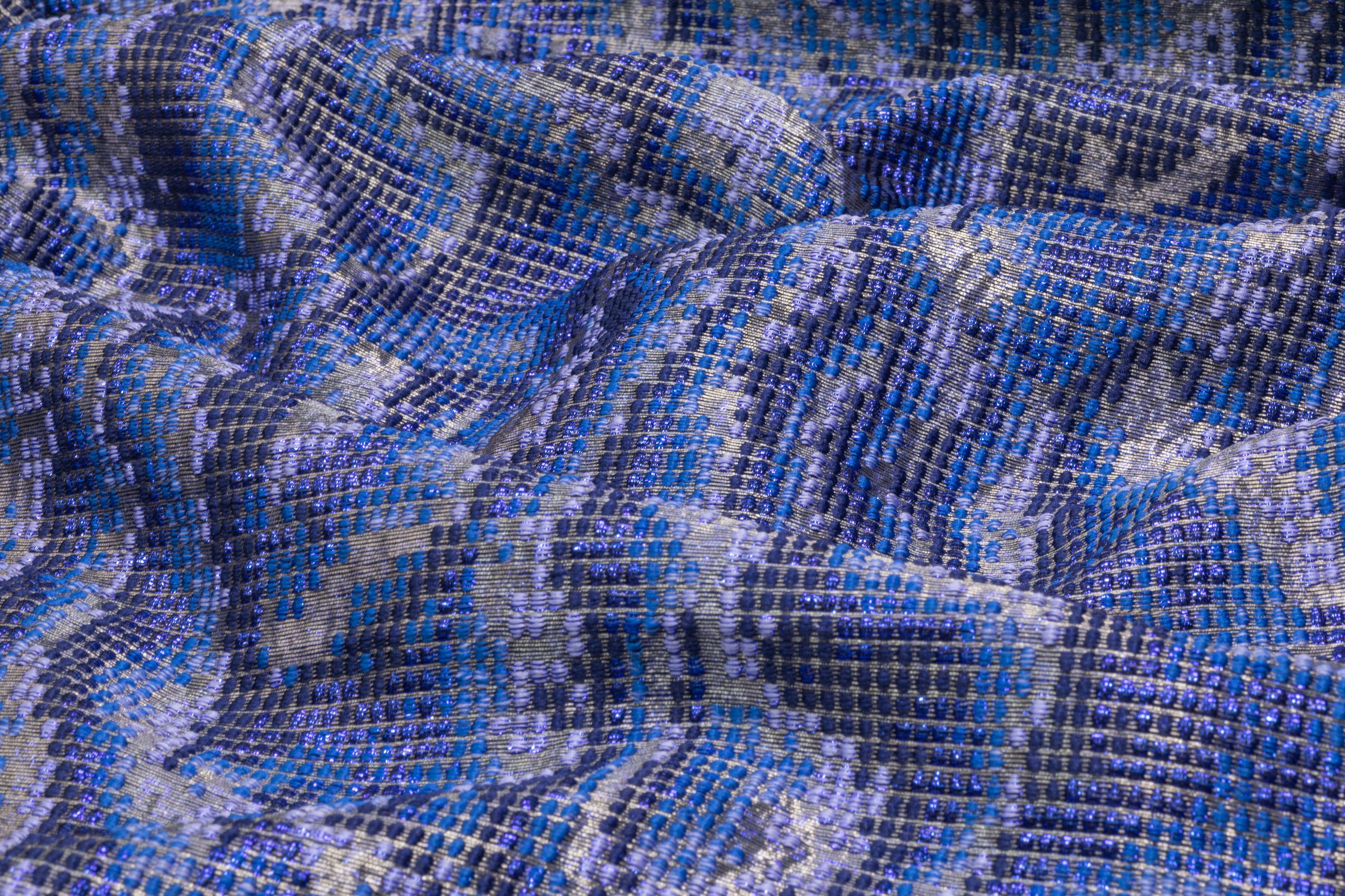 Textured Metallic Italian Brocade - Blue