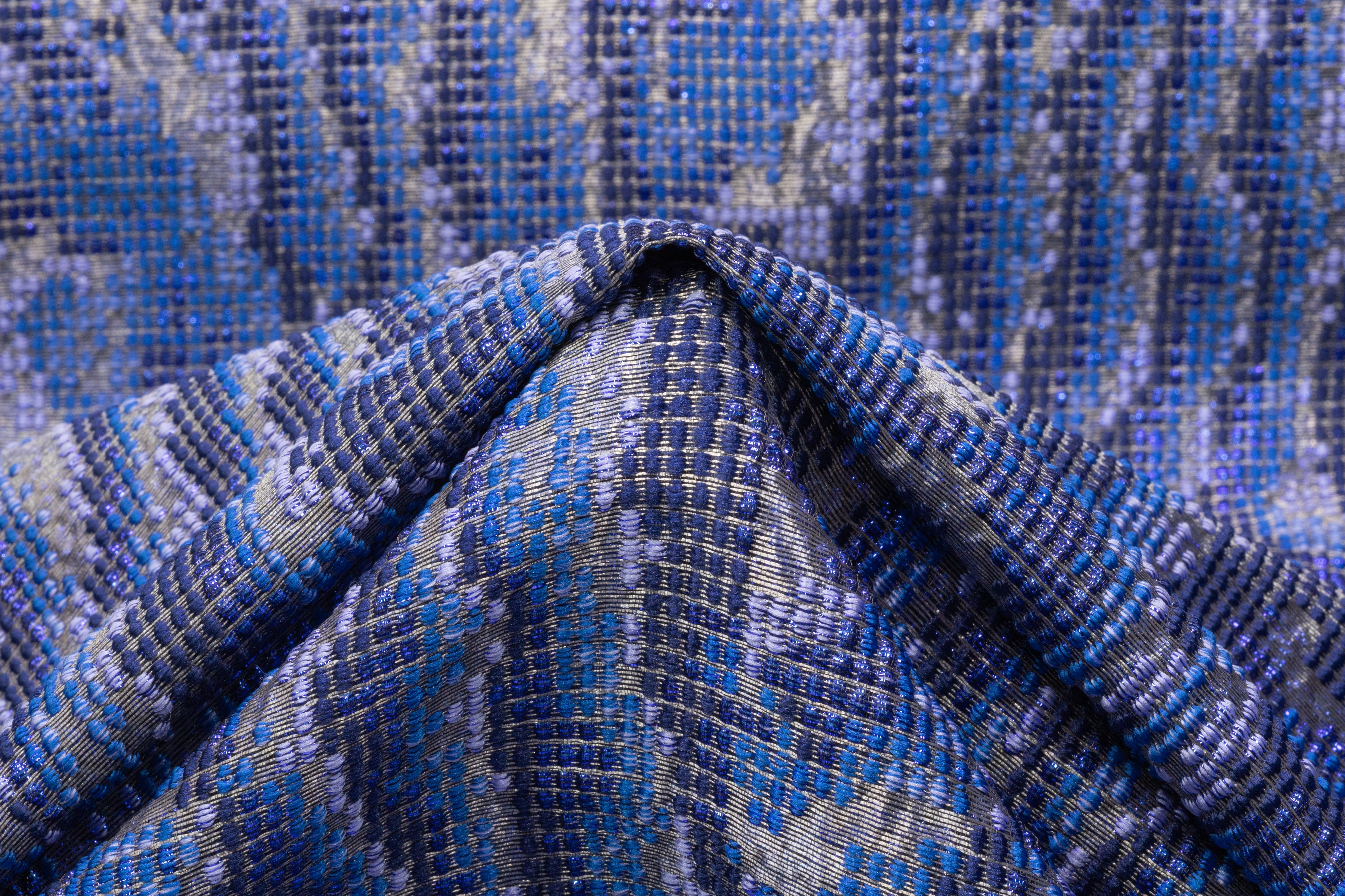 Textured Metallic Italian Brocade - Blue