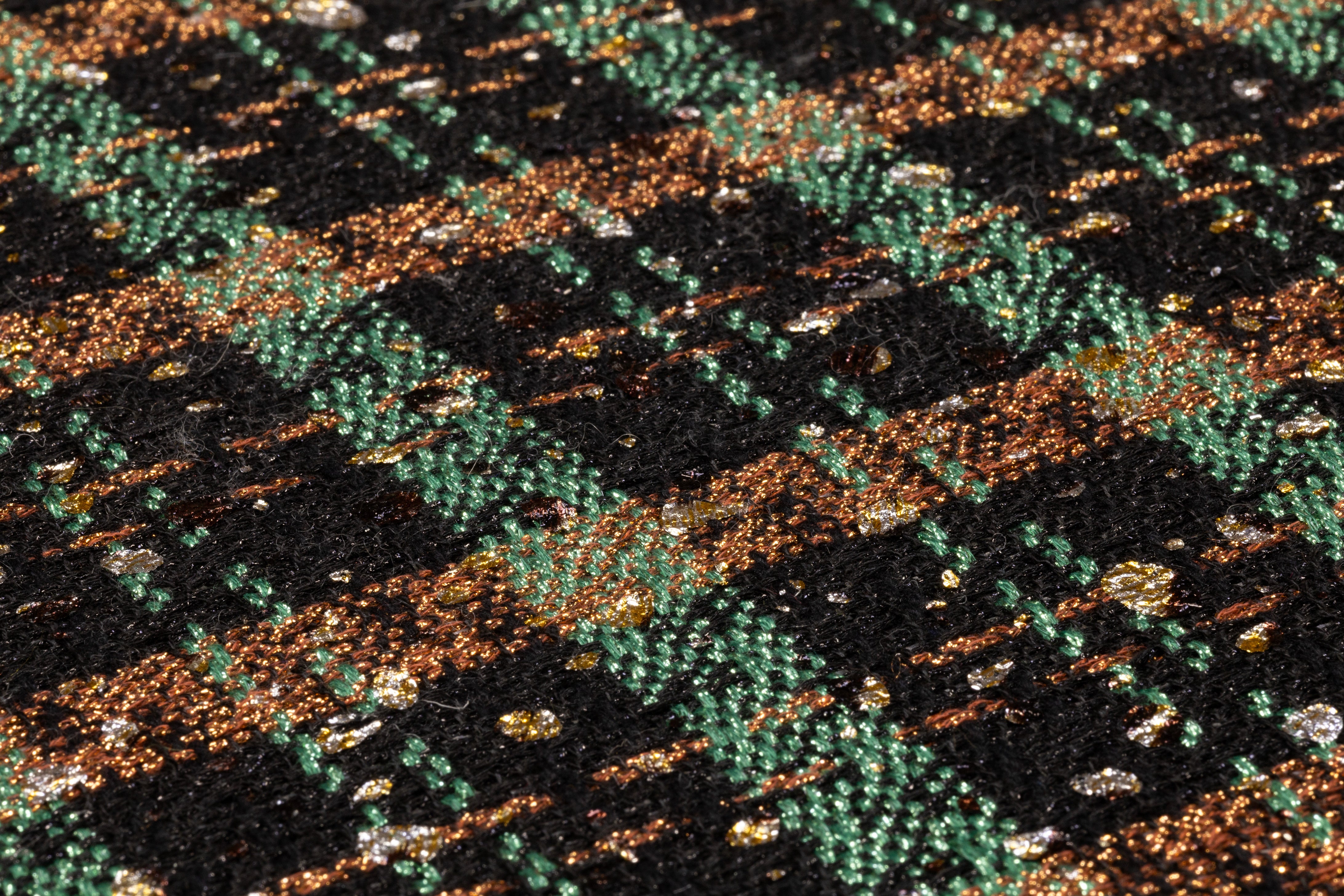 Metallic Italian Novelty Tweed - Black / Bronze / Green
