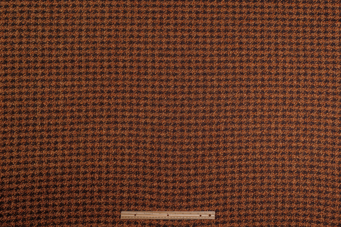 Metallic Italian Mini Houndstooth Tweed - Copper / Black