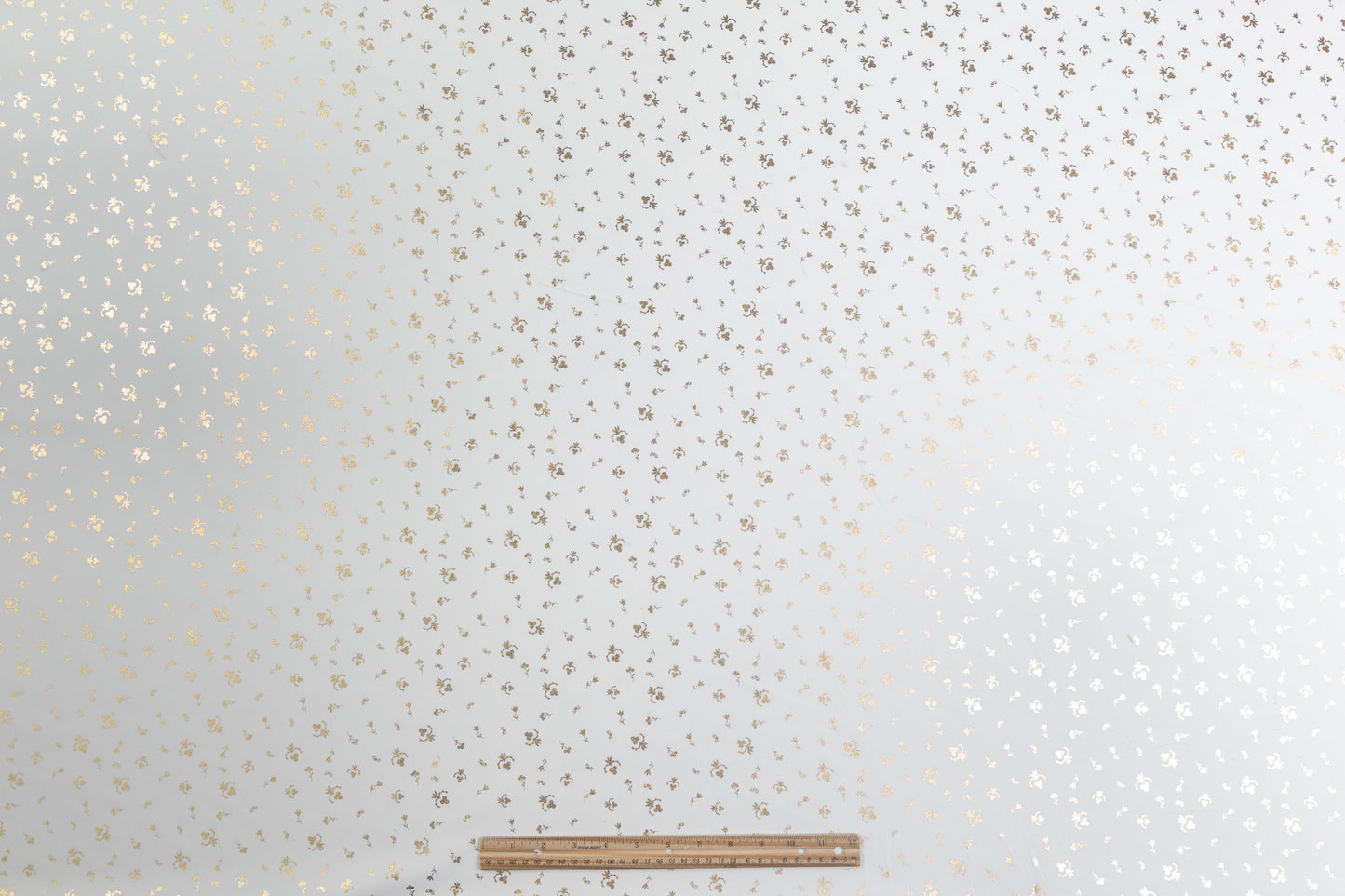 Floral Laminated Cotton Shirting - White / Gold