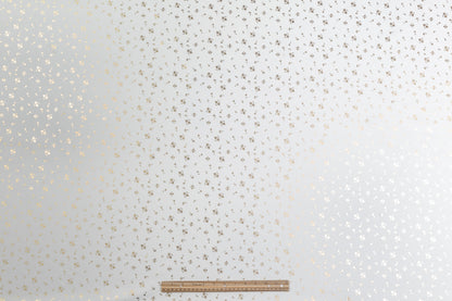 Floral Laminated Cotton Shirting - White / Gold
