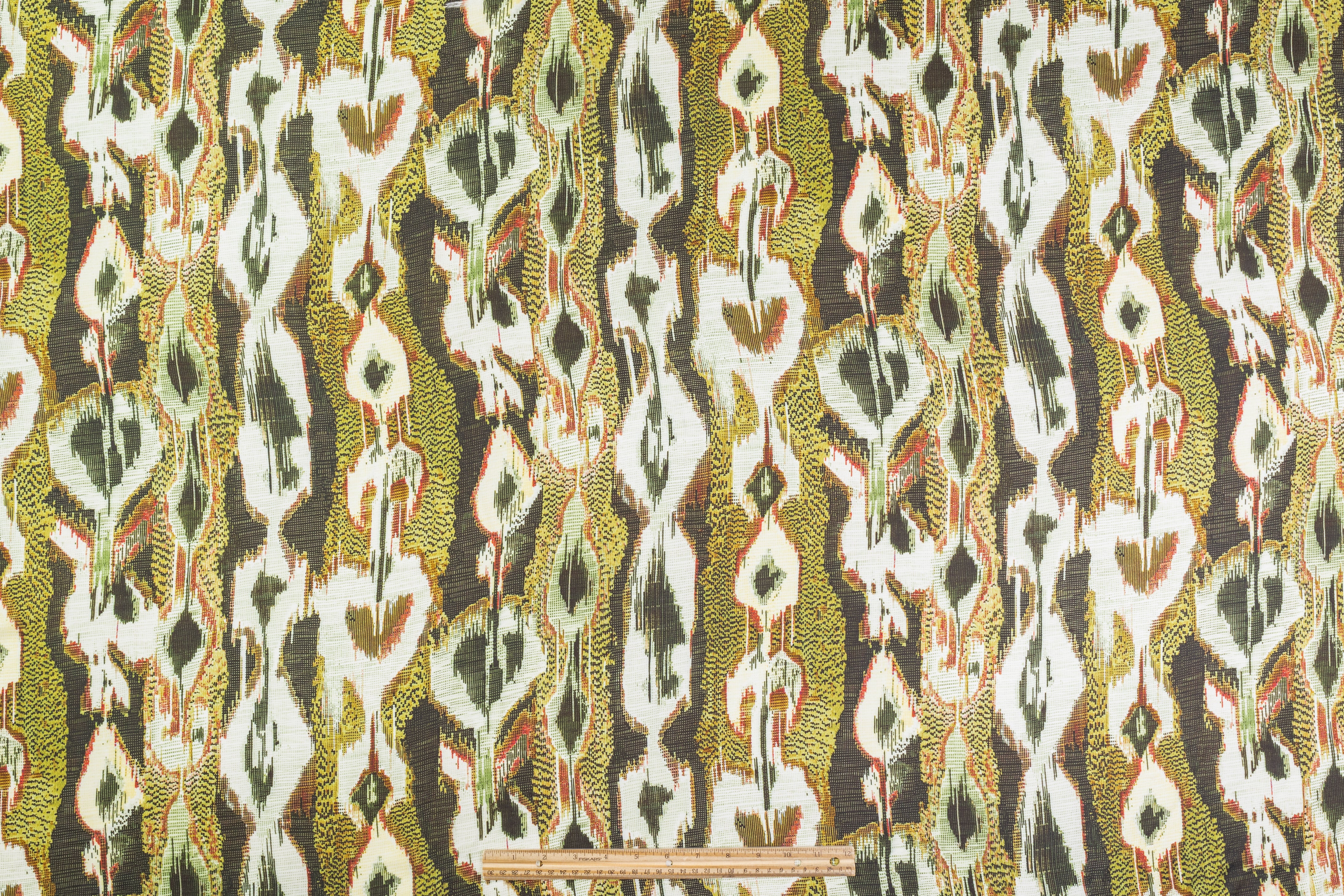 Abstract Italian Silk Viscose Challis - Green / Brown