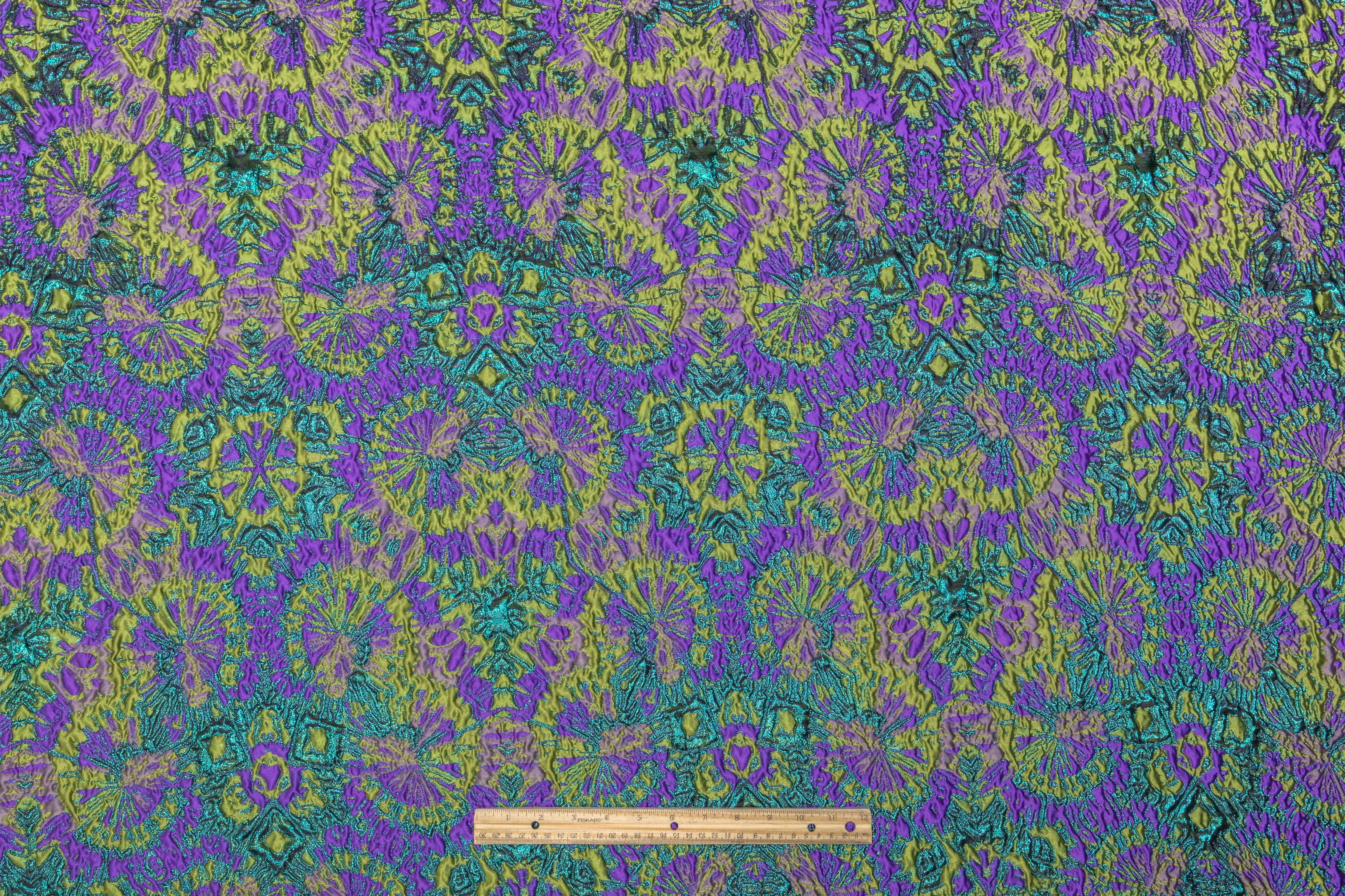 Abstract Metallic Italian Brocade - Purple / Green