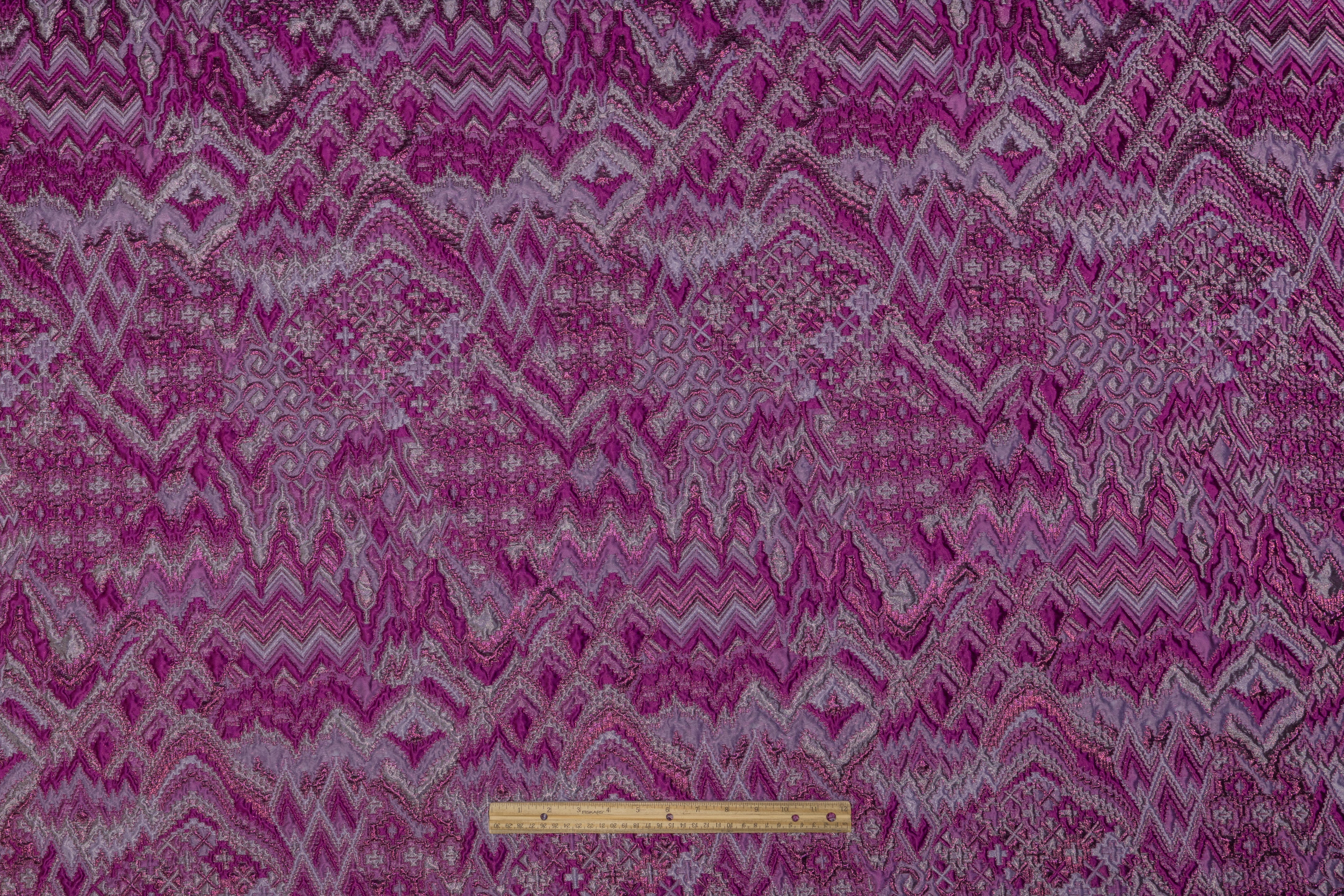 Abstract Metallic Italian Brocade - Fuchsia / Lavender