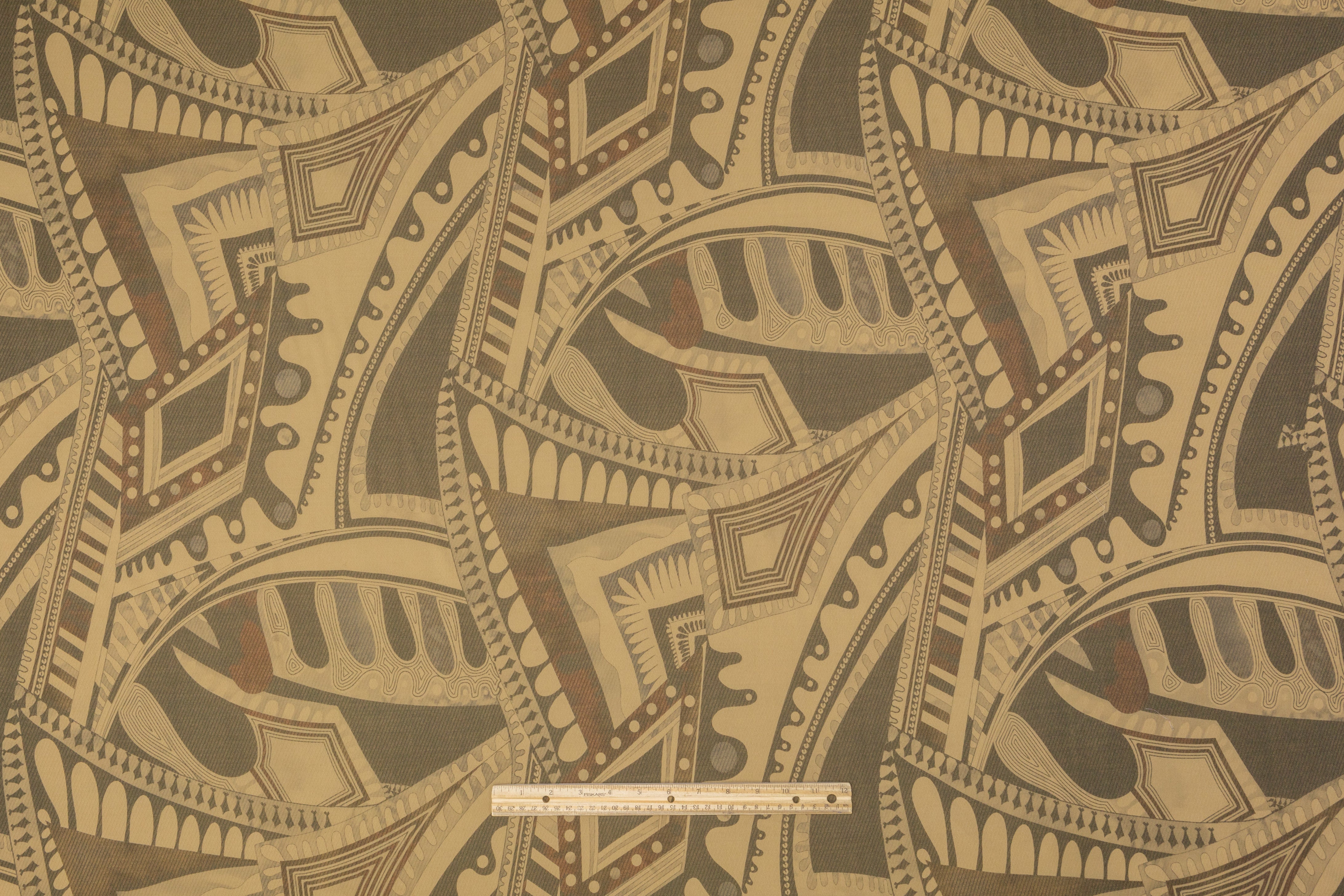 Abstract Geometric Printed Italian Wool - Brown