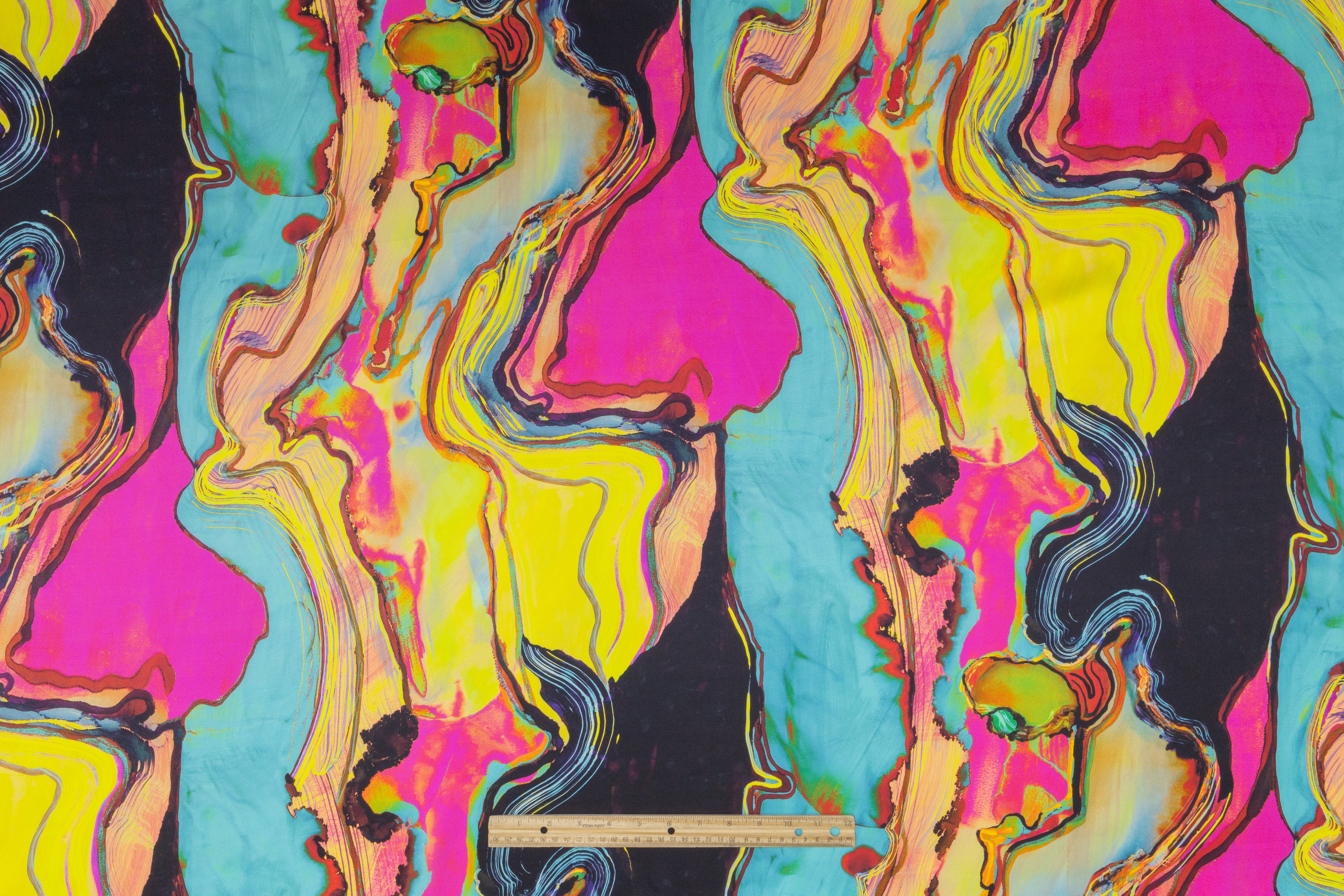 Abstract Italian Double Satin Silk Charmeuse - Multicolor