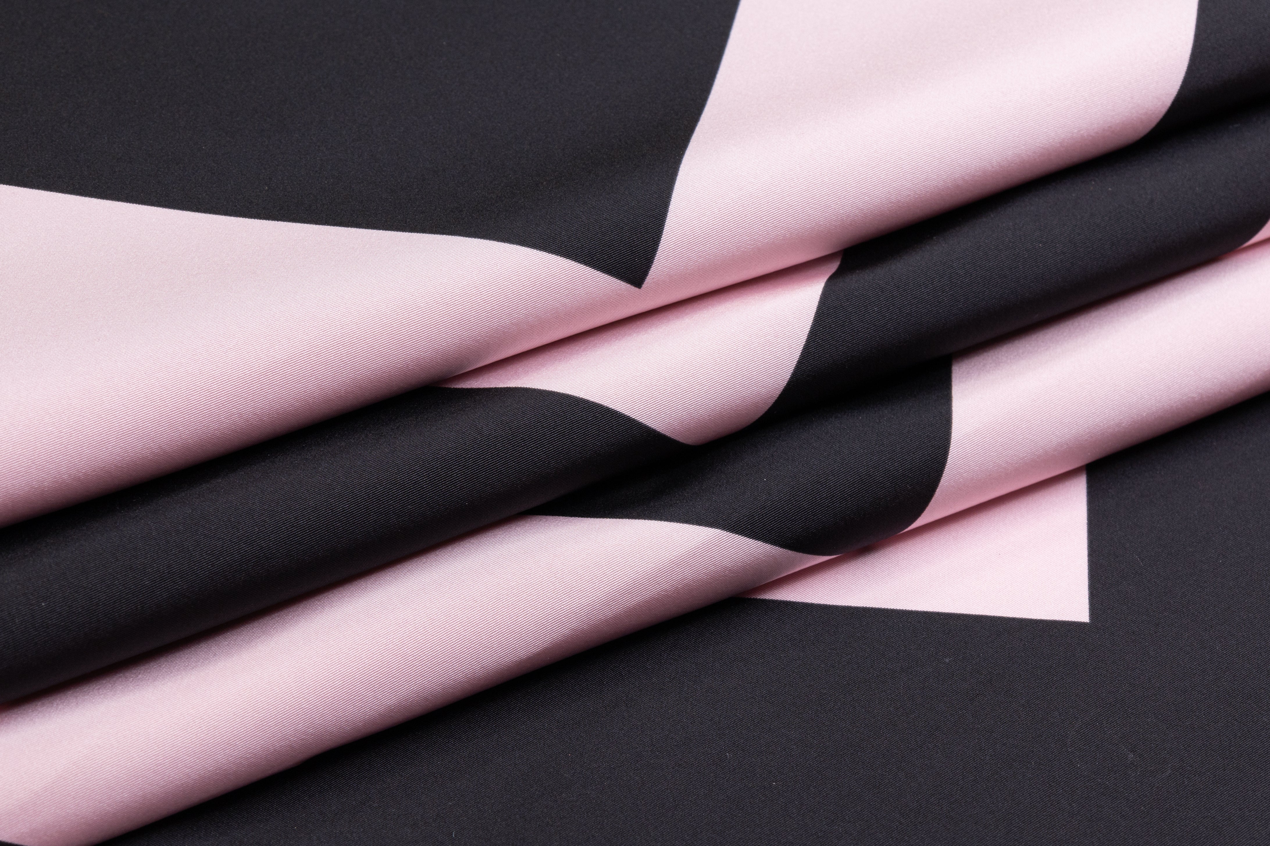 Chevron Italian Silk Faille - Pink / Black