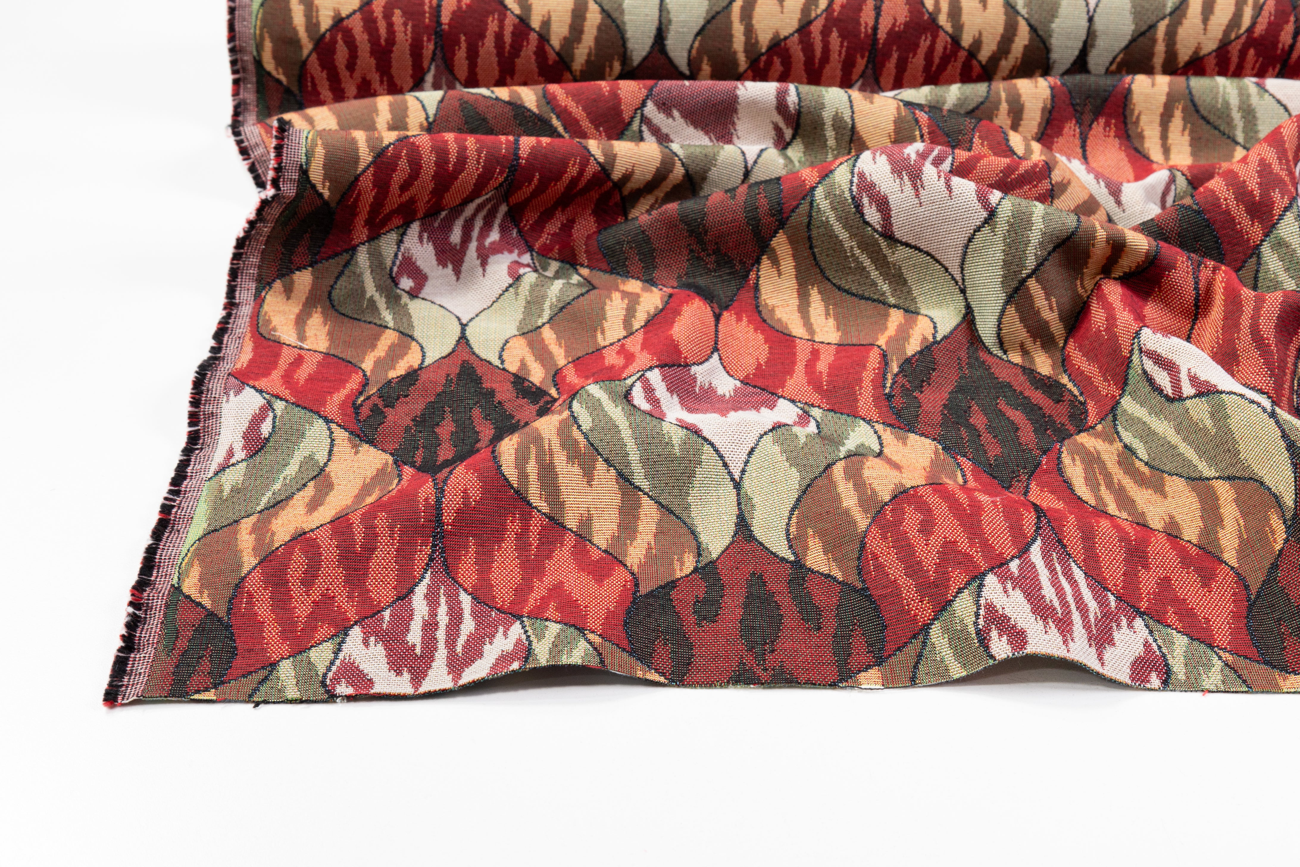 Italian Tapestry Brocade - Red / Sage / Brown