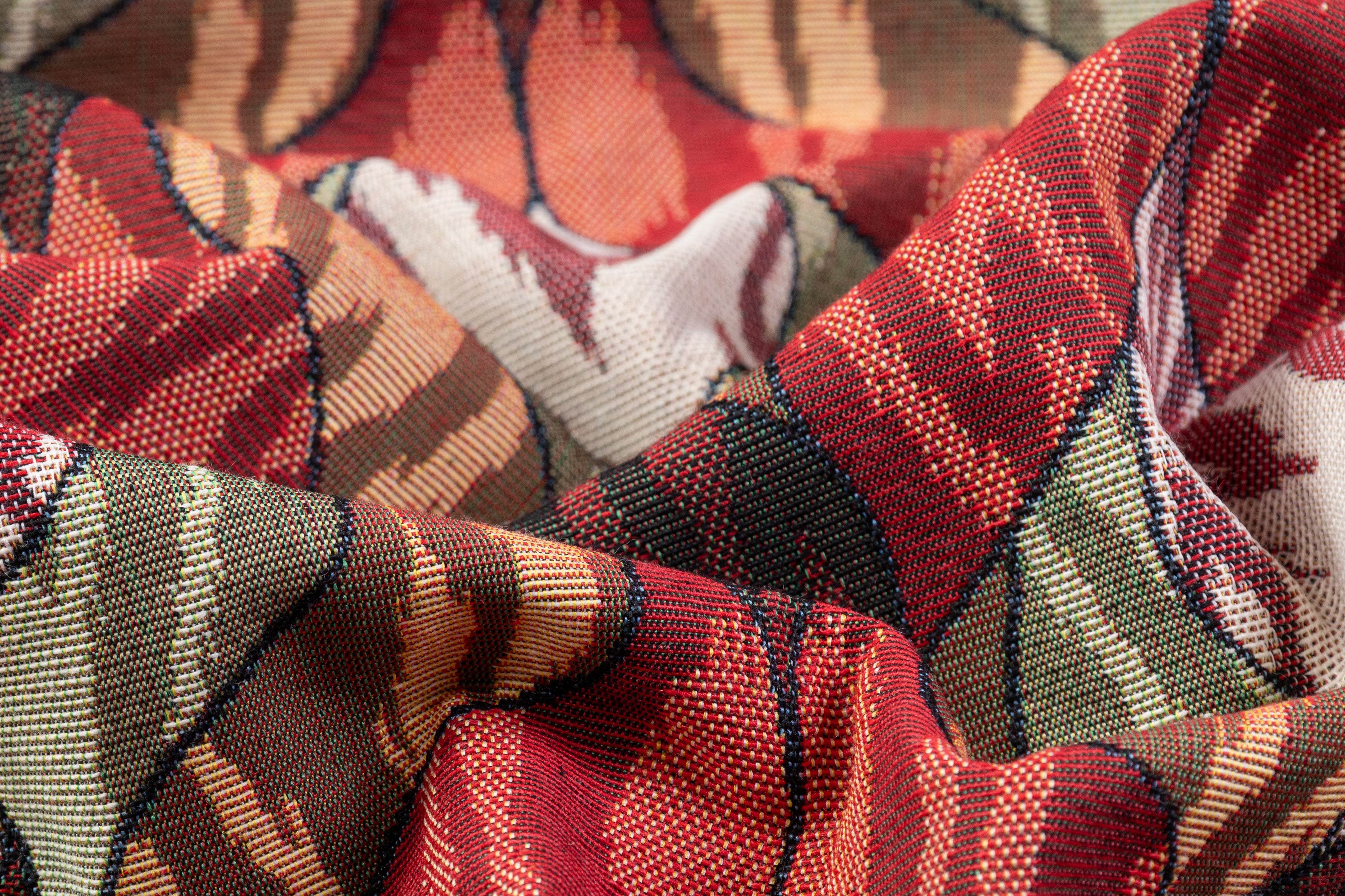 Italian Tapestry Brocade - Red / Sage / Brown