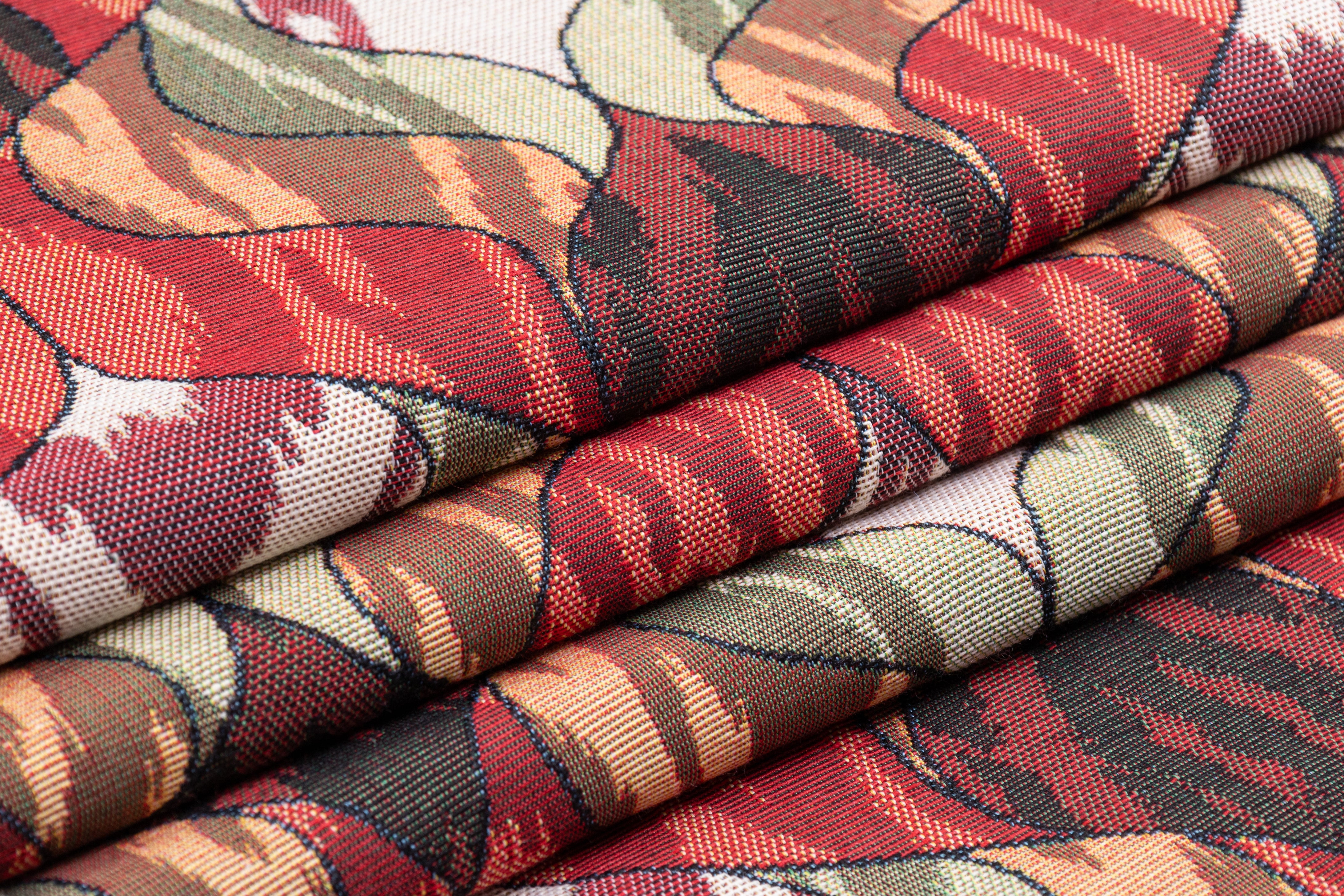 Italian Tapestry Brocade - Red / Sage / Brown