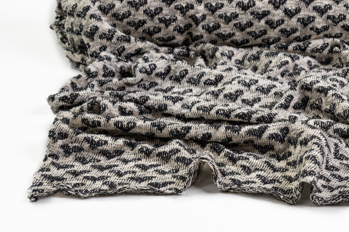 Valentino - Metallic Hearts Cotton Knit - Black / Off White / Silver