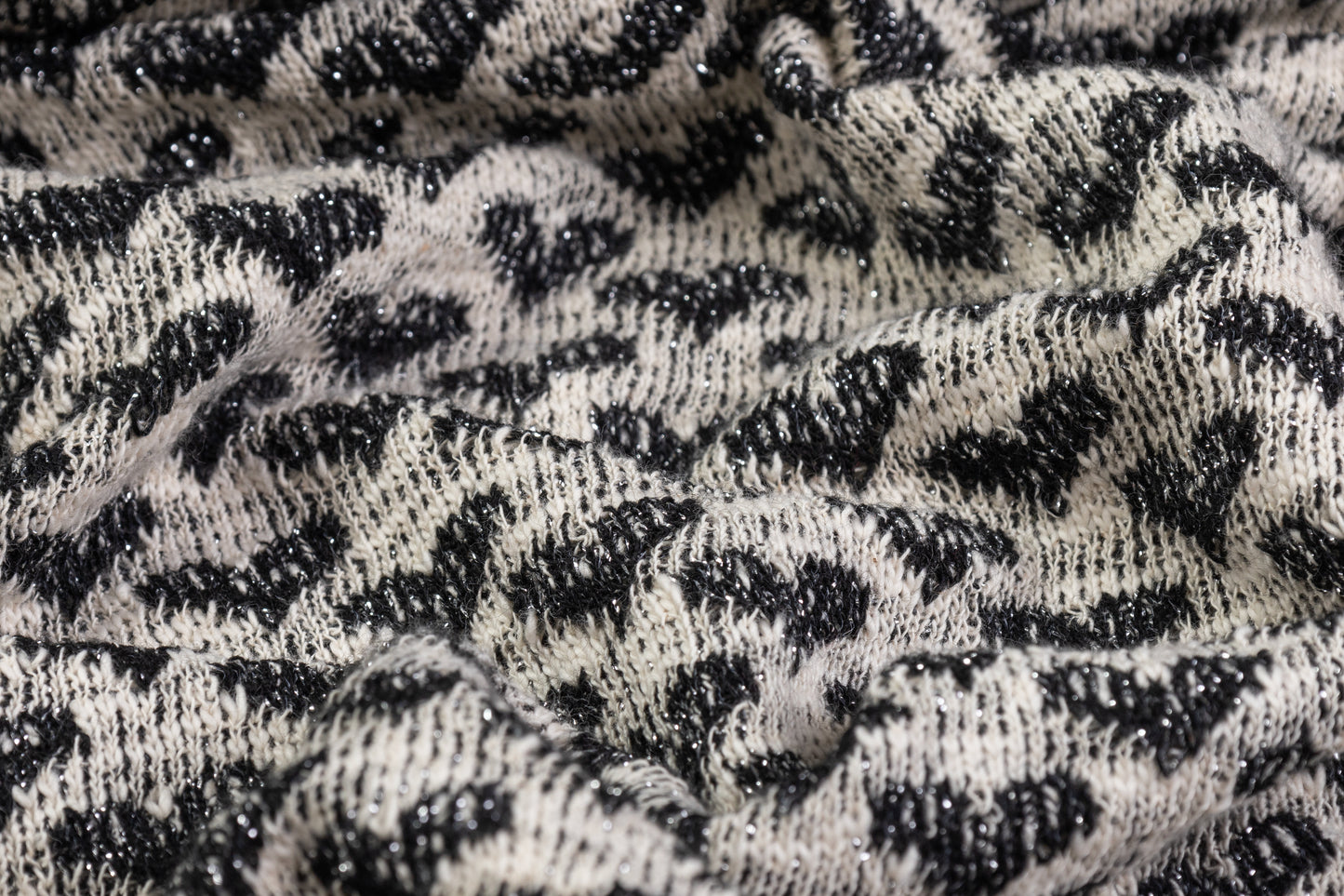 Valentino - Metallic Hearts Cotton Knit - Black / Off White / Silver