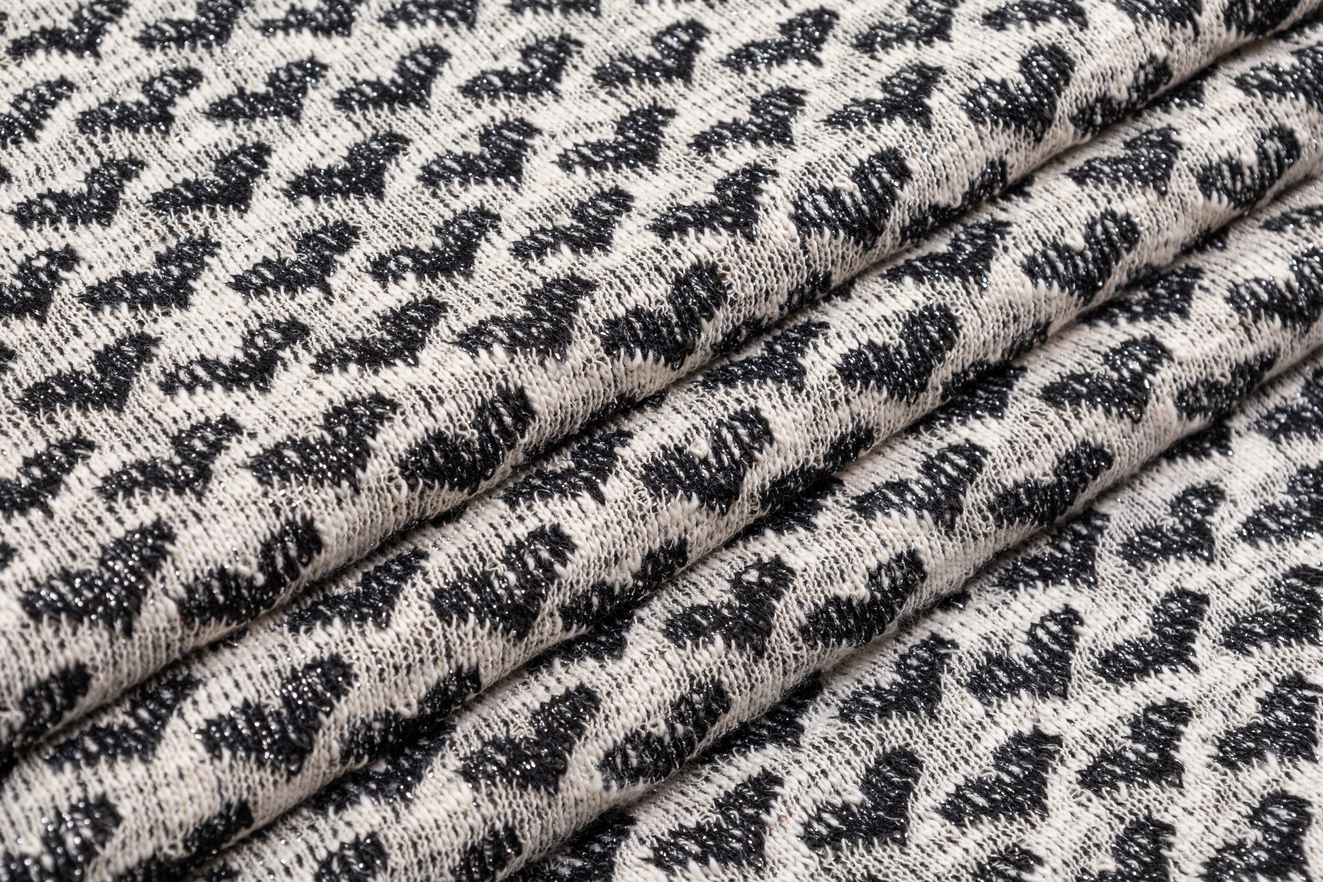 Valentino - Metallic Hearts Cotton Knit - Black / Off White / Silver
